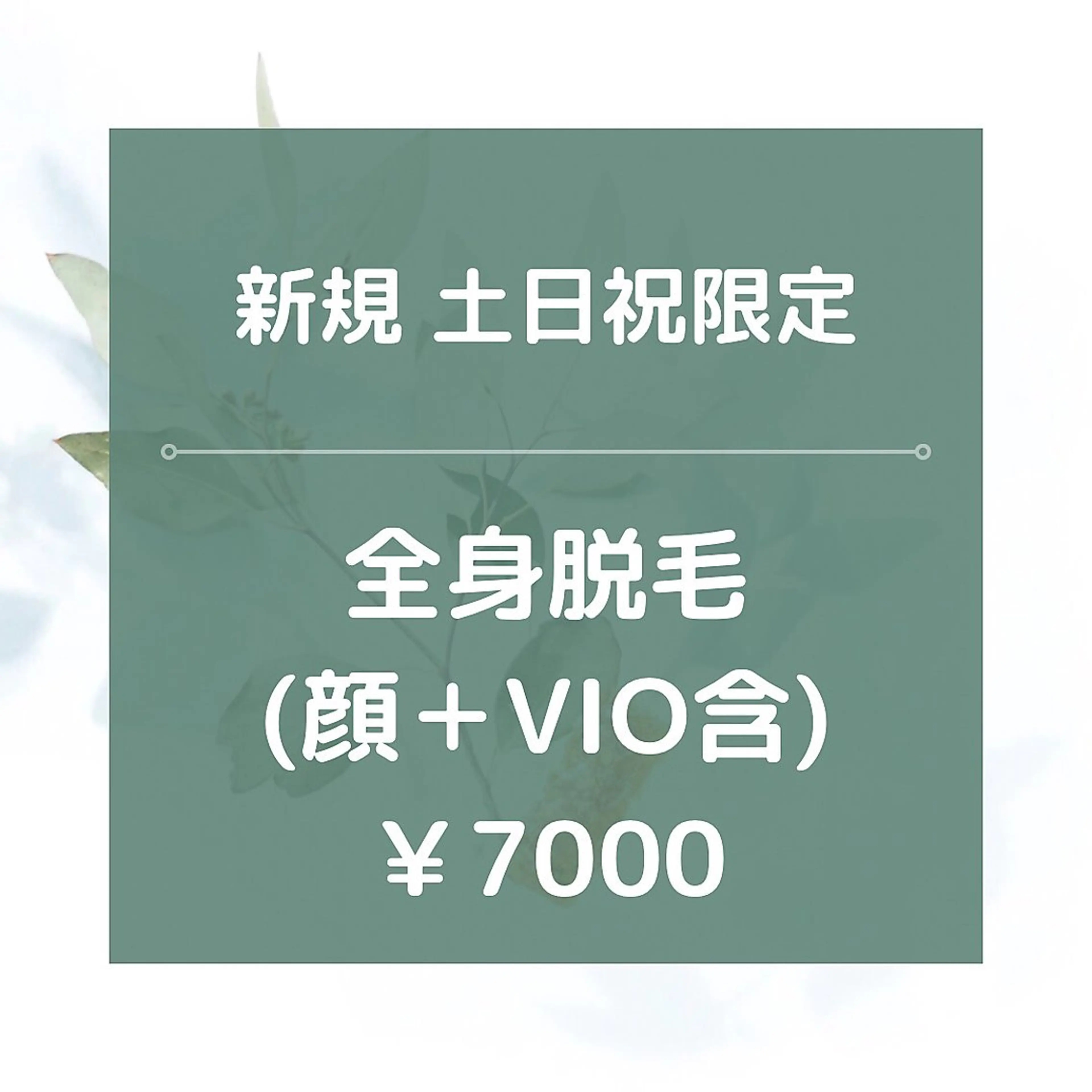 土日限定【新規】★☆全身脱毛(全顔＋VIO含)/¥7000☆★90分の写真