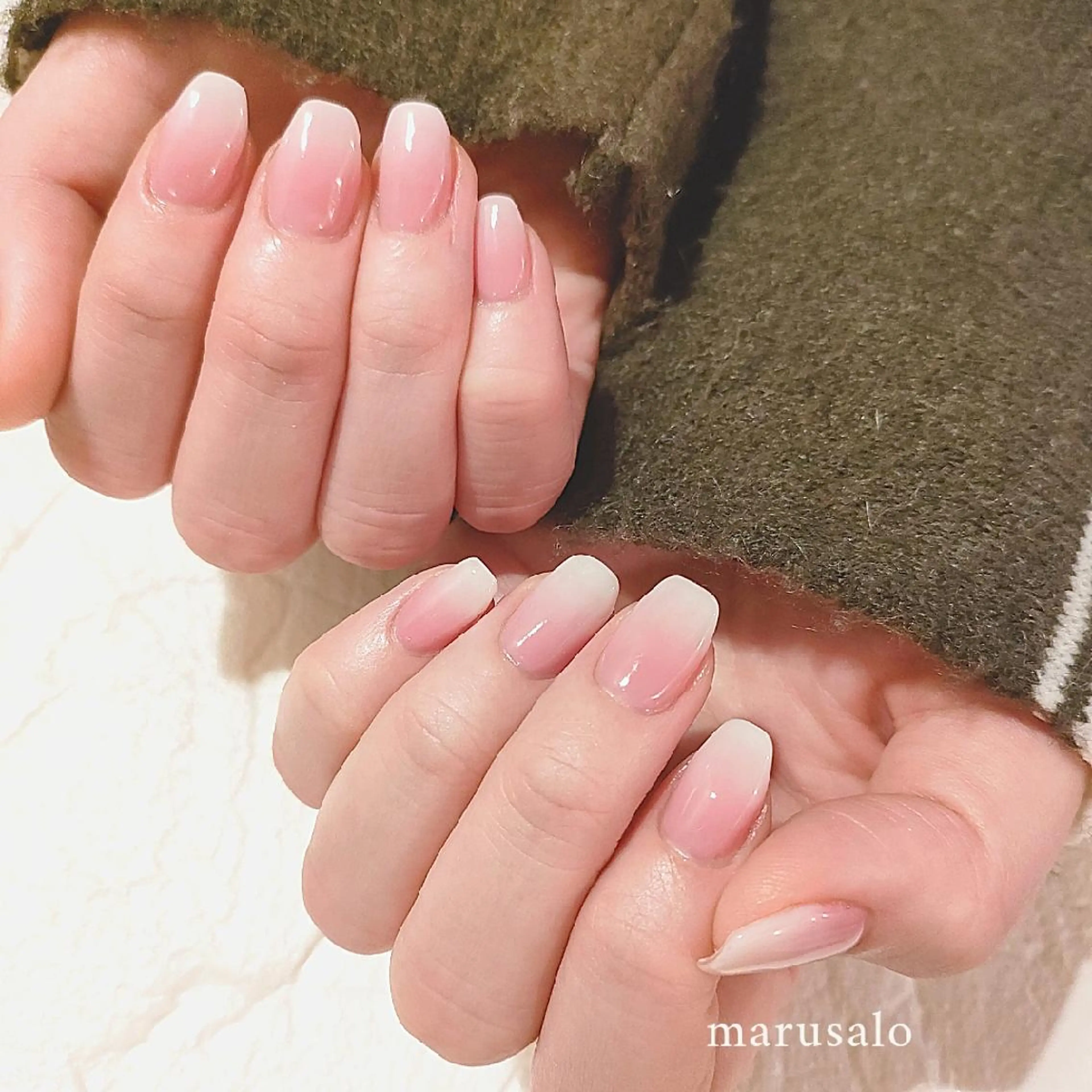 ネイル グラデーション ピンク シンプルネイル バレンタイン 冬ネイル ハンドネイル marusalo nailのネイルデザイン