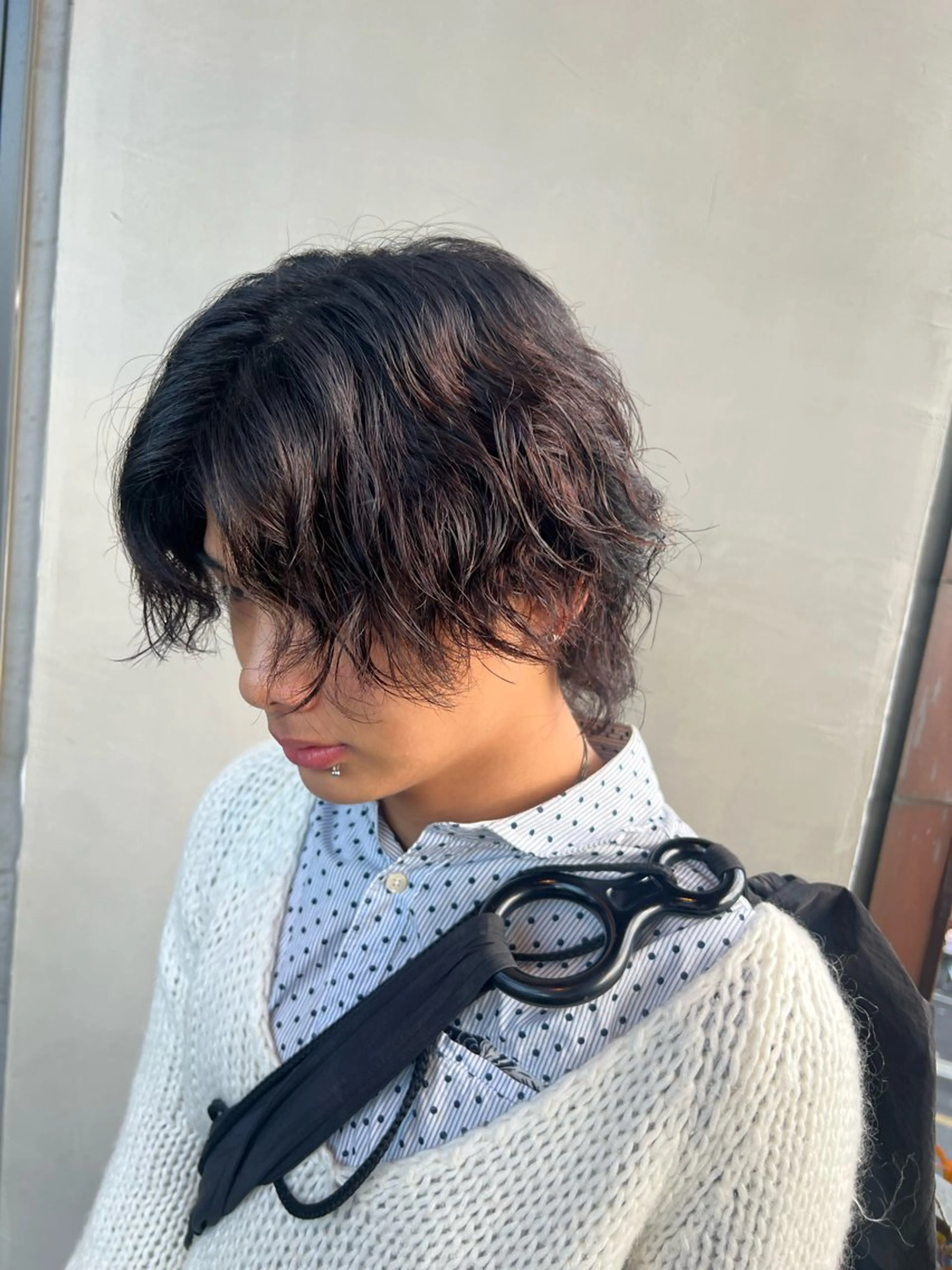 パーマ メンズ カット パーマ トリートメント ダブルカラー寒色系 ボリューム改善ハヤトのヘアスタイル
