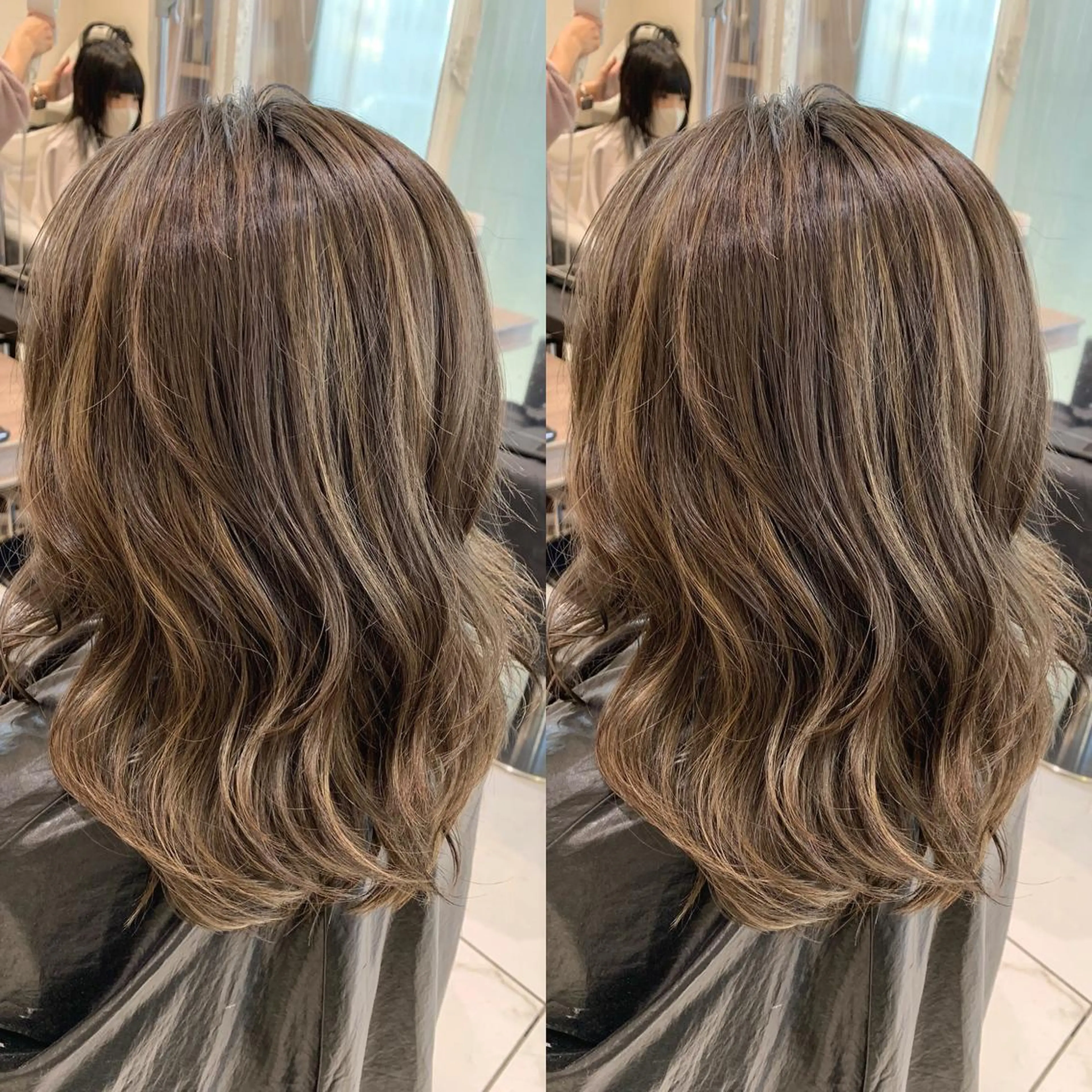 セミロング カラー ヘアアレンジ 白髪ぼかしハイライト 茗荷谷駅徒歩2分のヘアスタイル