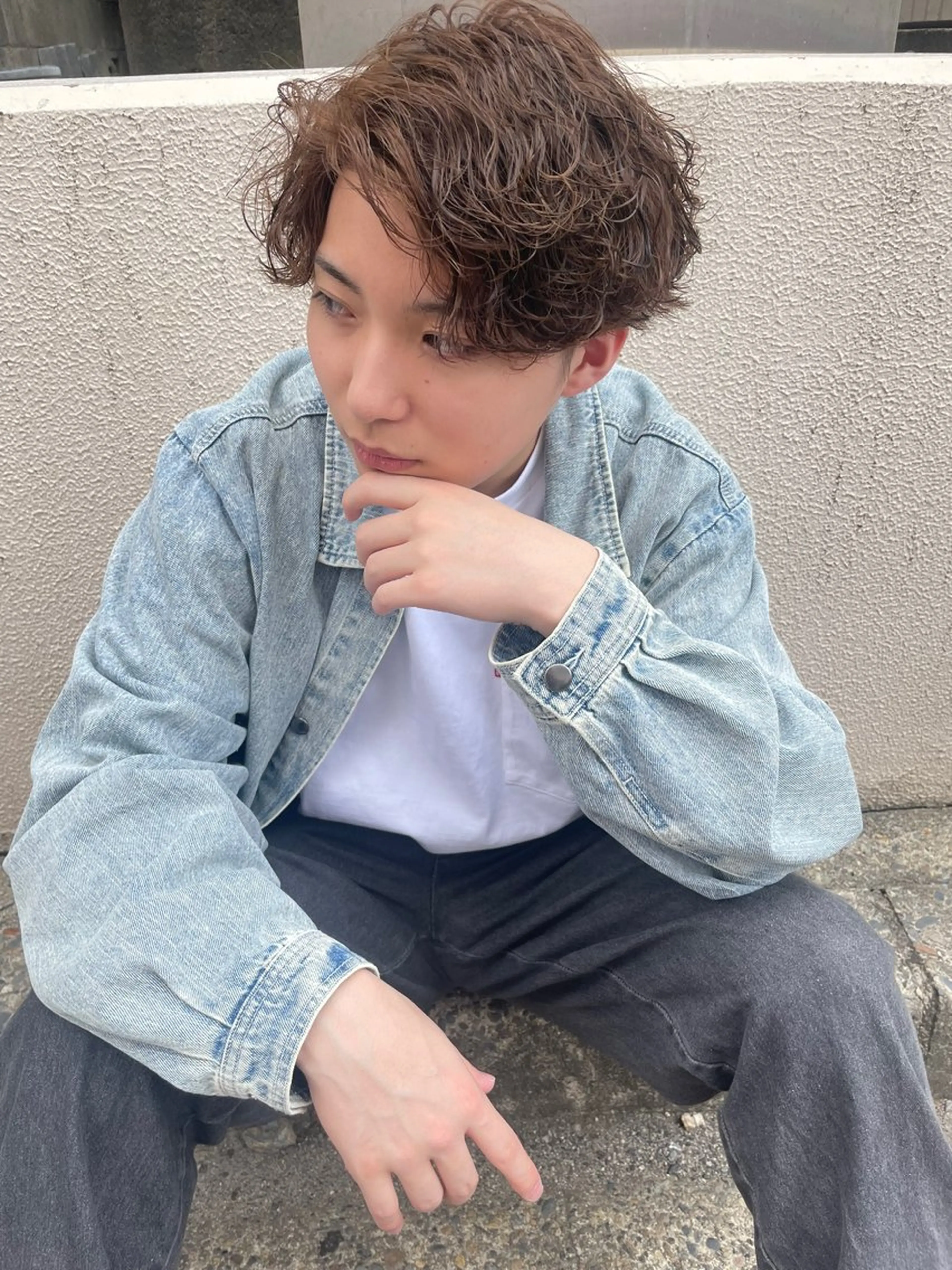 メンズ センターパート メンズパーマ 波巻きパーマ カット パーマ 沖縄メンズパーマ/ TSUME🌈のヘアスタイル