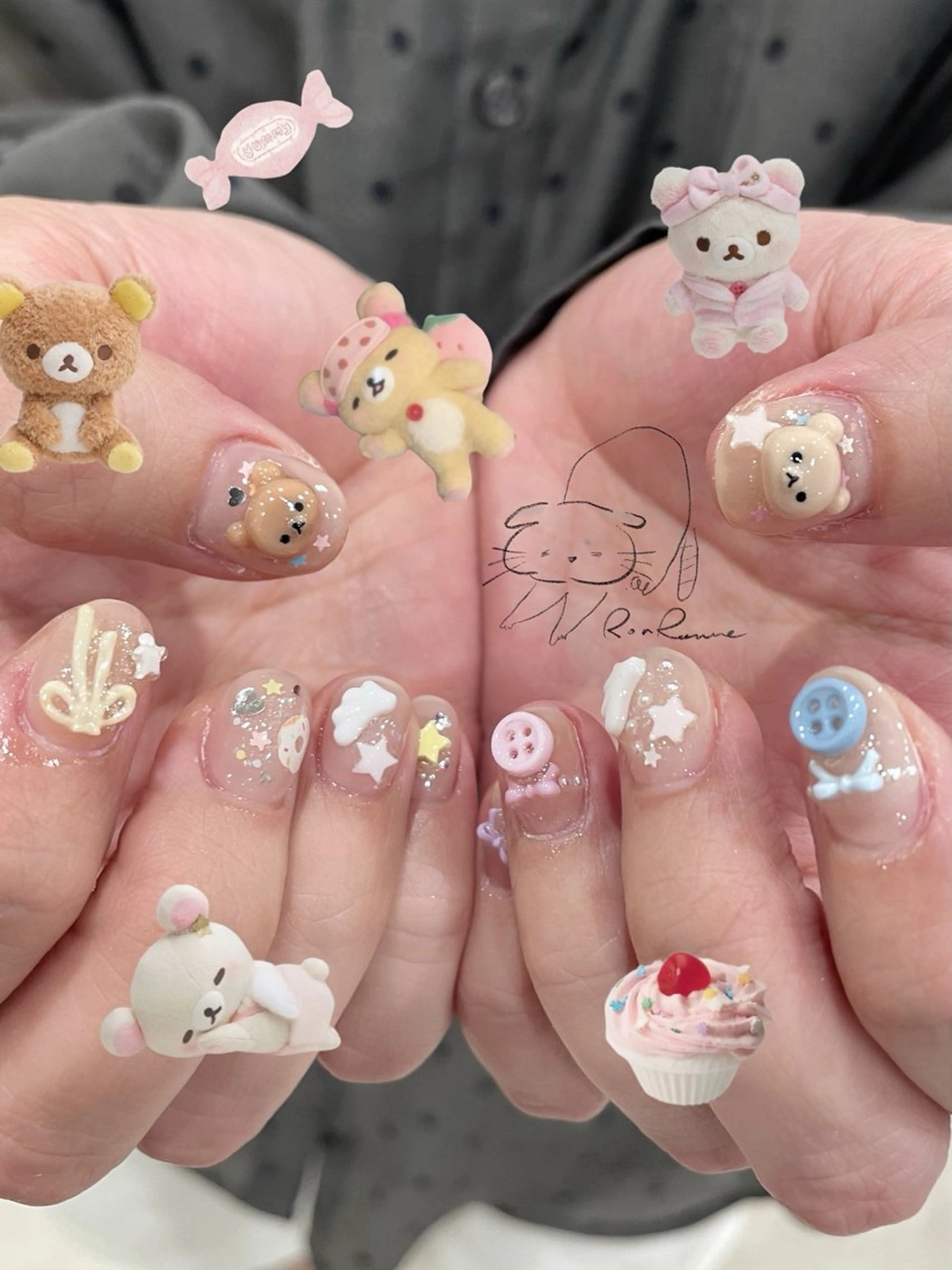 ネイル オーロラネイル 長さ出し フレンチネイル ジェルネイル ミラーネイル ハンドネイル ronronne .のネイルデザイン