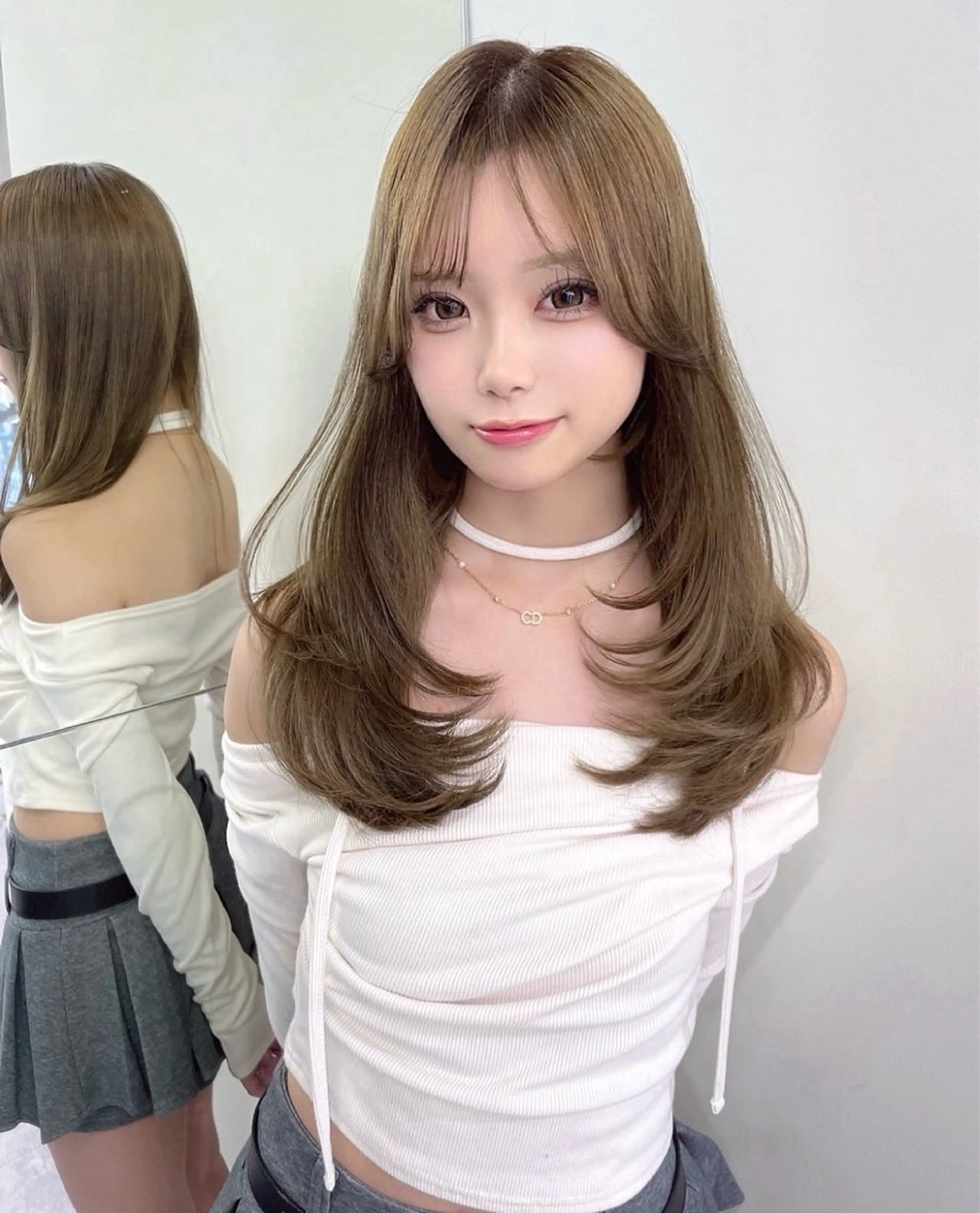 ロング カラー カット ヘアカラー トリートメント レイヤー/髪質改善 /透け感カラー/艶髪のヘアスタイル