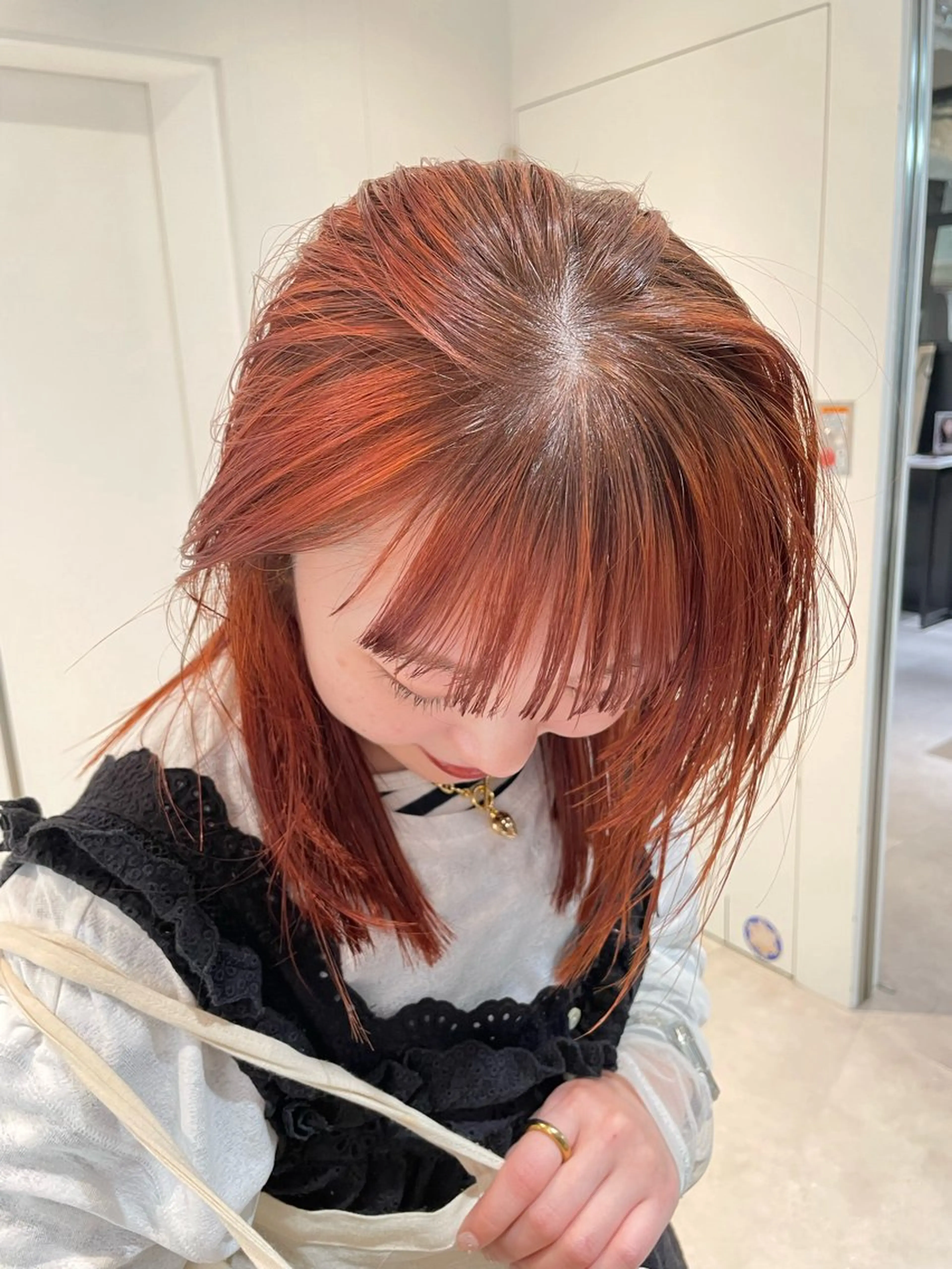 ショート カラー ブラウンカラー オレンジ レイヤーカット カット ヘアカラー トリートメント パーマ/パーマ落とし 【Kouta】のヘアスタイル