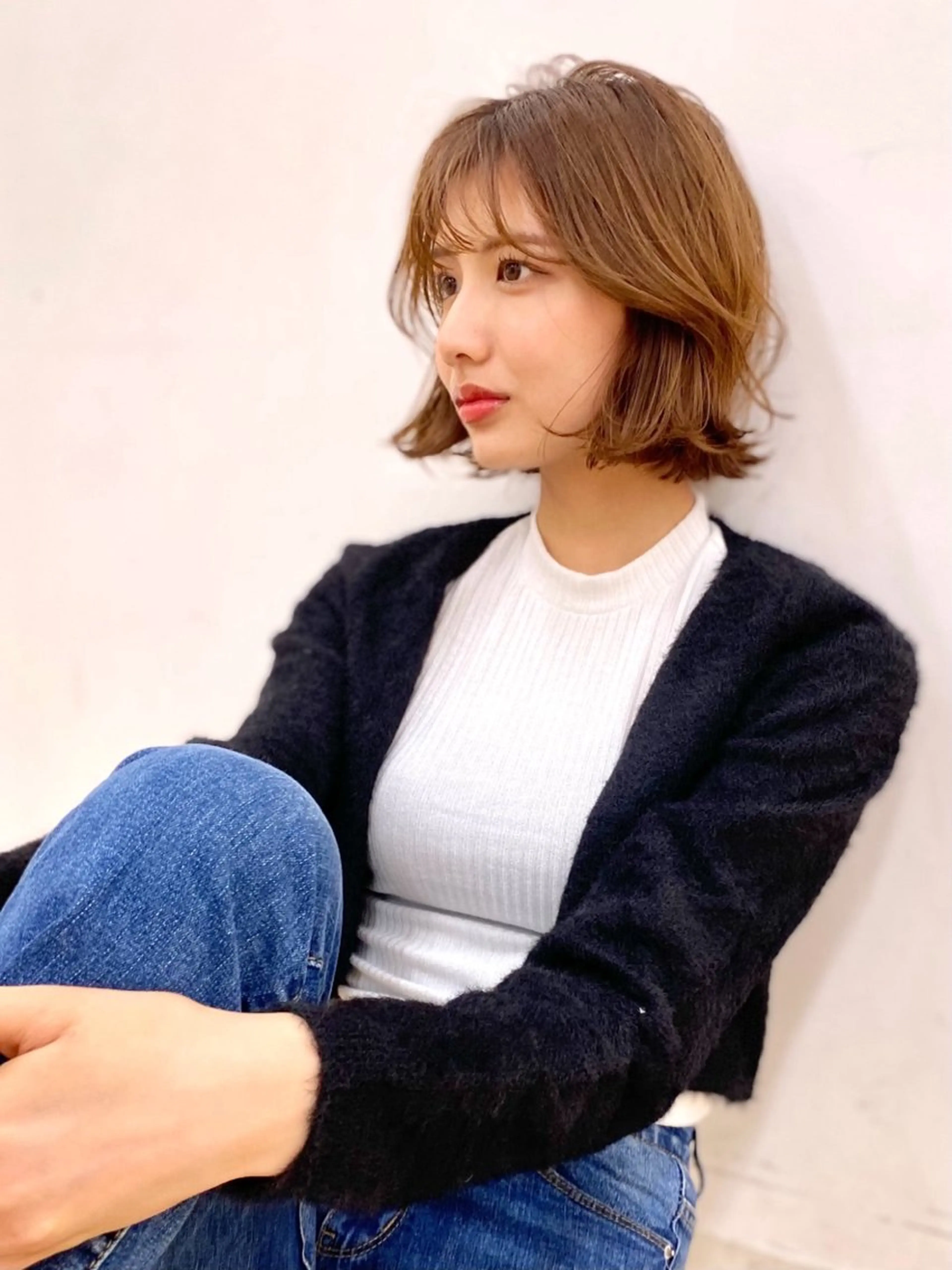 ショート カラー ヘアアレンジ ボブ/透明感ベージュ 🫧クルミ🌟のヘアスタイル