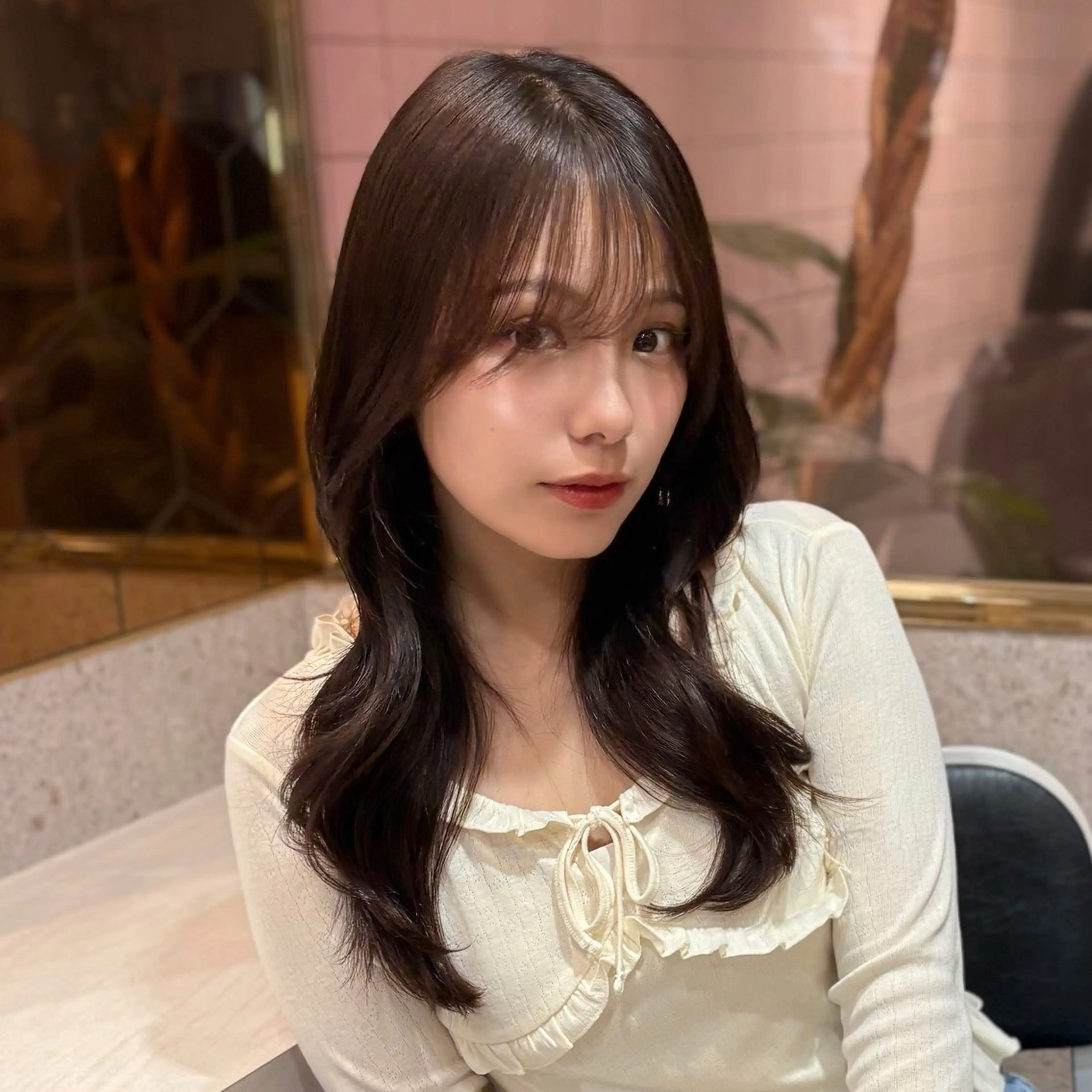 ロング カラー パーマ ヘアアレンジ メンズ キッズ カット トリートメント 新宿/小顔レイヤー/ 顔まわり/西慶太朗のヘアスタイル