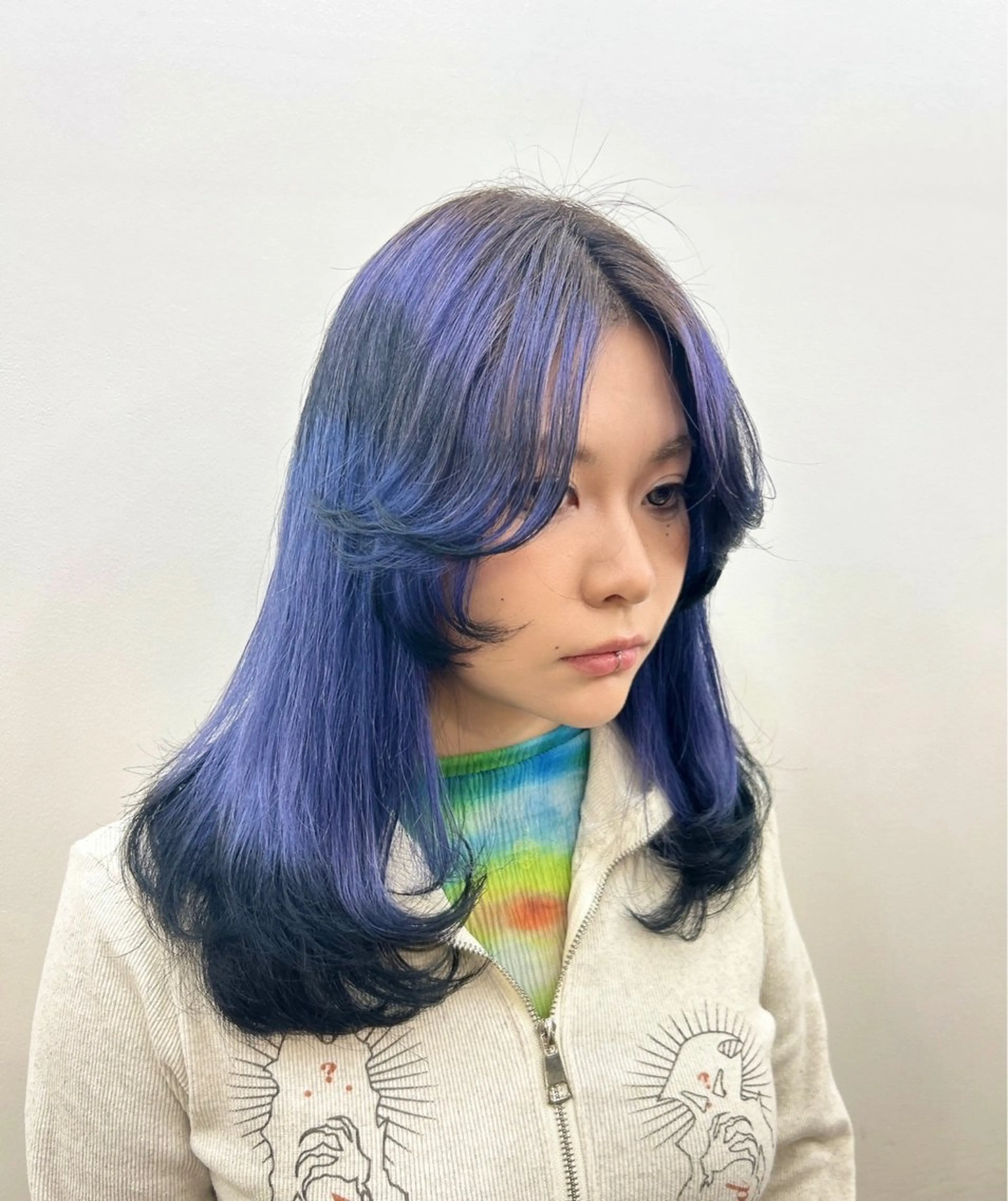 ロング ボブ エクステ 外国人風カラー レイヤーカット ヘアカラー MiRI💜地毛級 エクステ✖似合わせ技のヘアスタイル