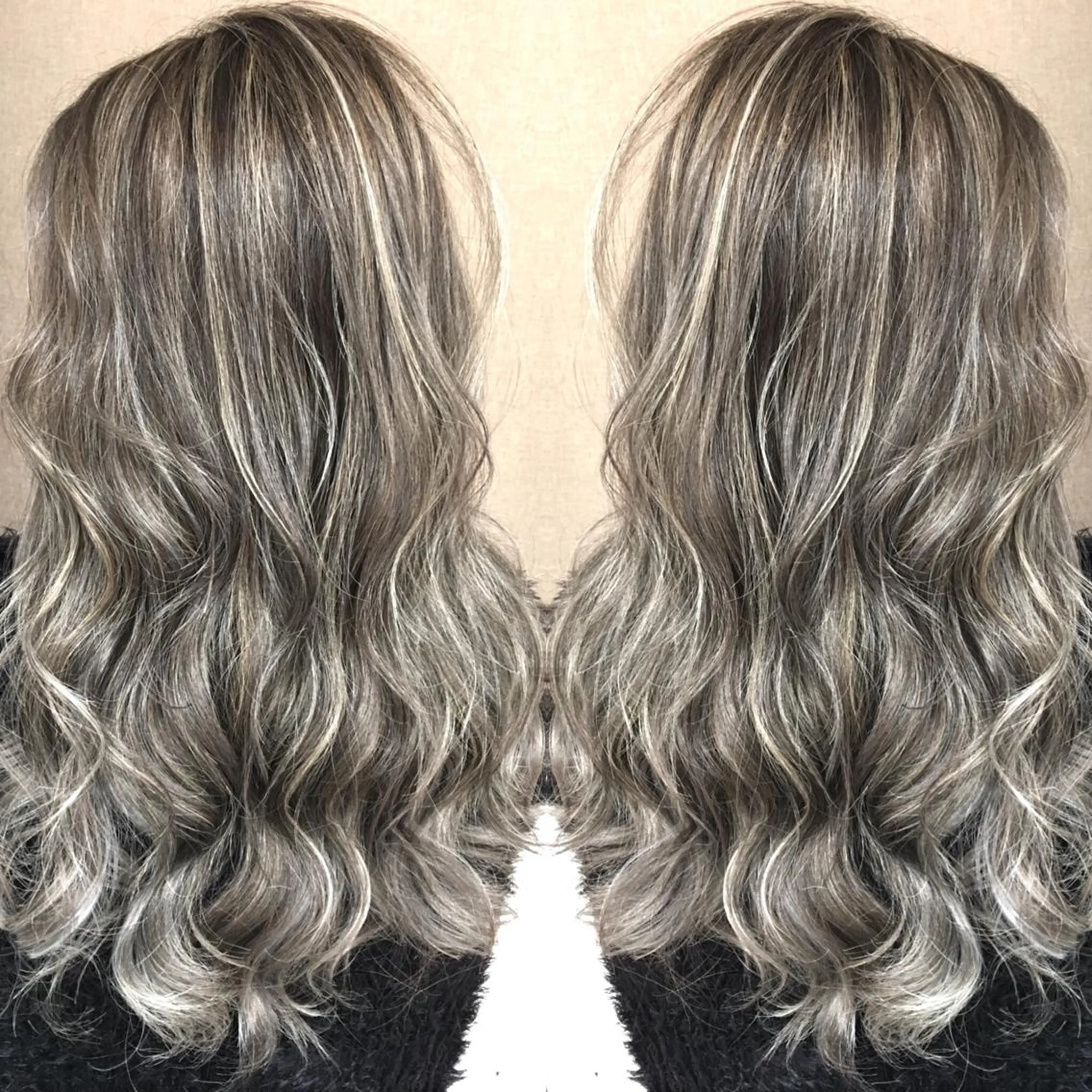セミロング カラー ハイライトカラー シルバー 3Dハイライト ハイライト ヘアカラー トリートメント 井上 一平のヘアスタイル