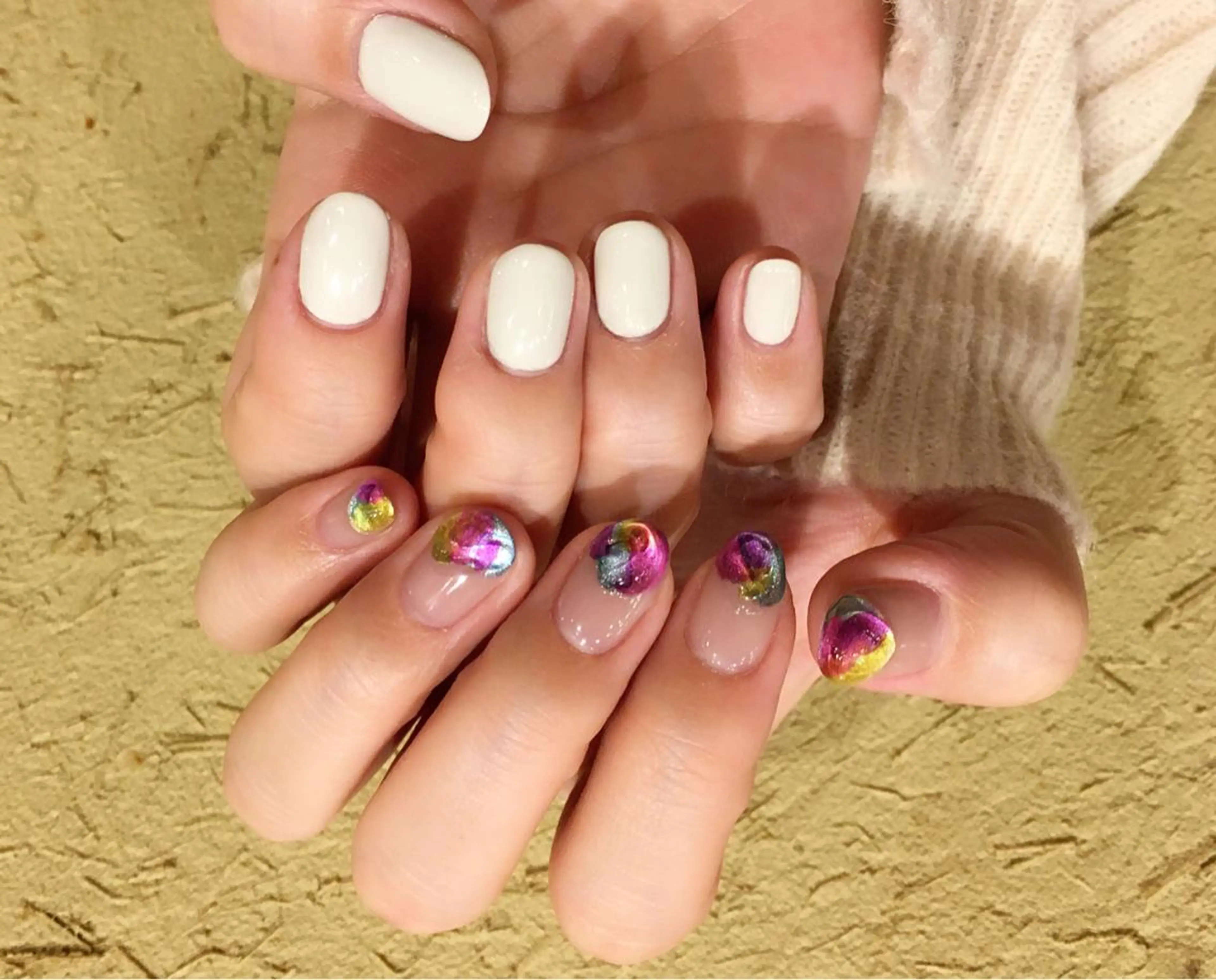 ネイル アートネイル 長さ出し ジェルネイル マットネイル ミラーネイル ハンドネイル nail salon Soeurのネイルデザイン