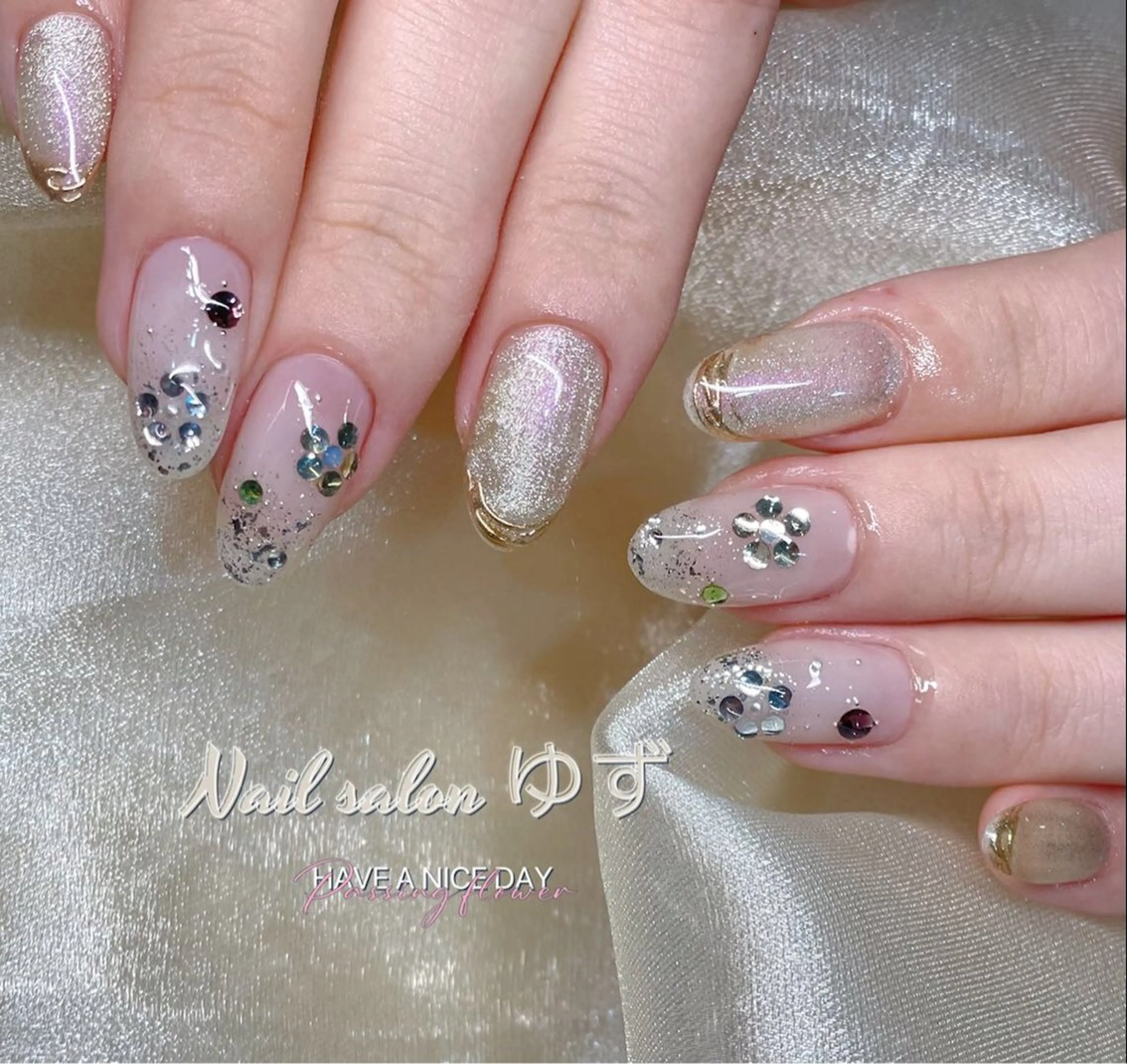 ネイル 長さ出し フットネイル ジェルネイル 韓国ネイル マグネットネイル ゆず- Nail Salonのネイルデザイン