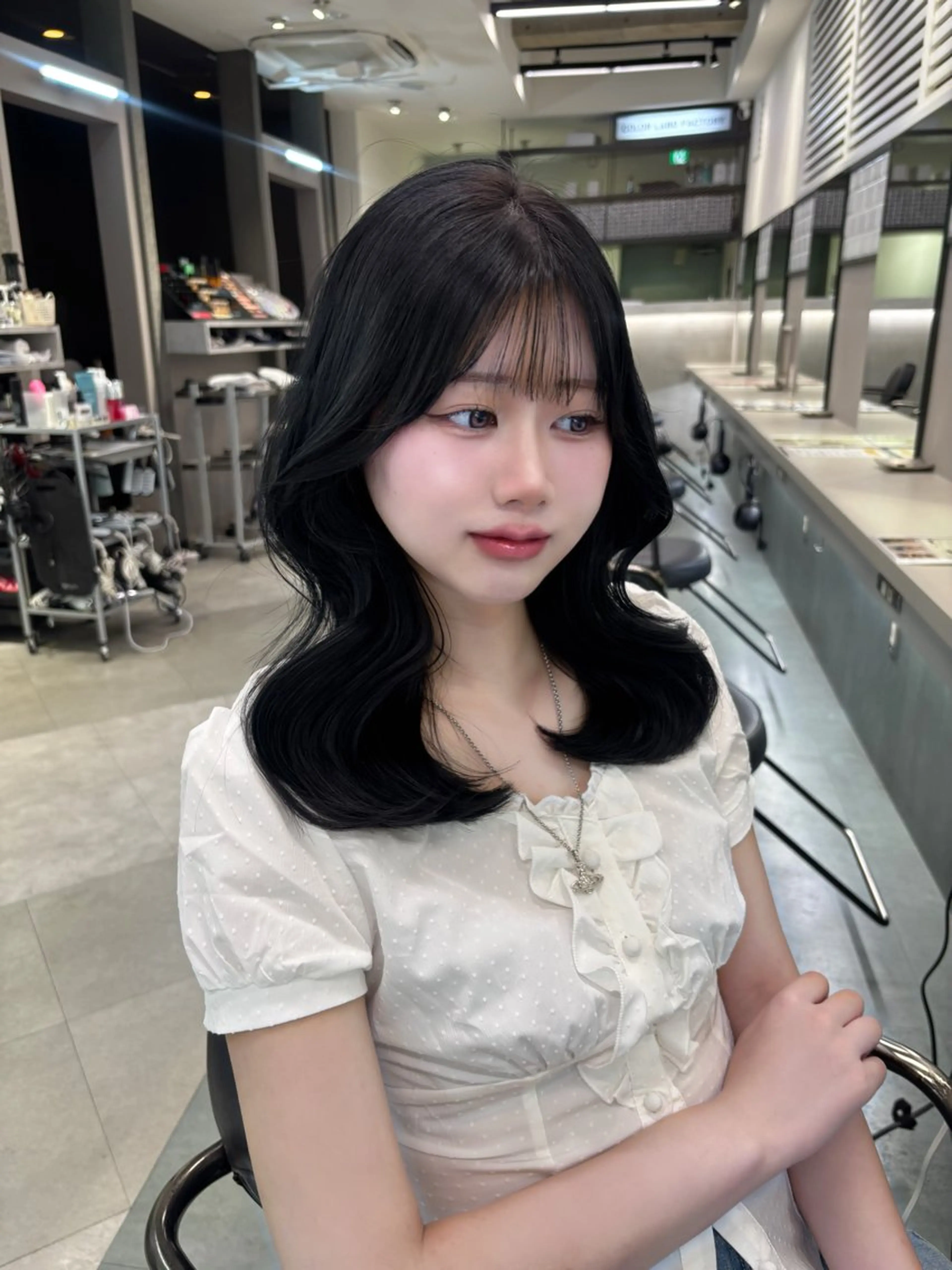 ミディアム 髪質改善 ヨシンモリ 韓国風ヘア トリートメント ヘアカラー トリートメント 天神美容室 🎀hinaのヘアスタイル