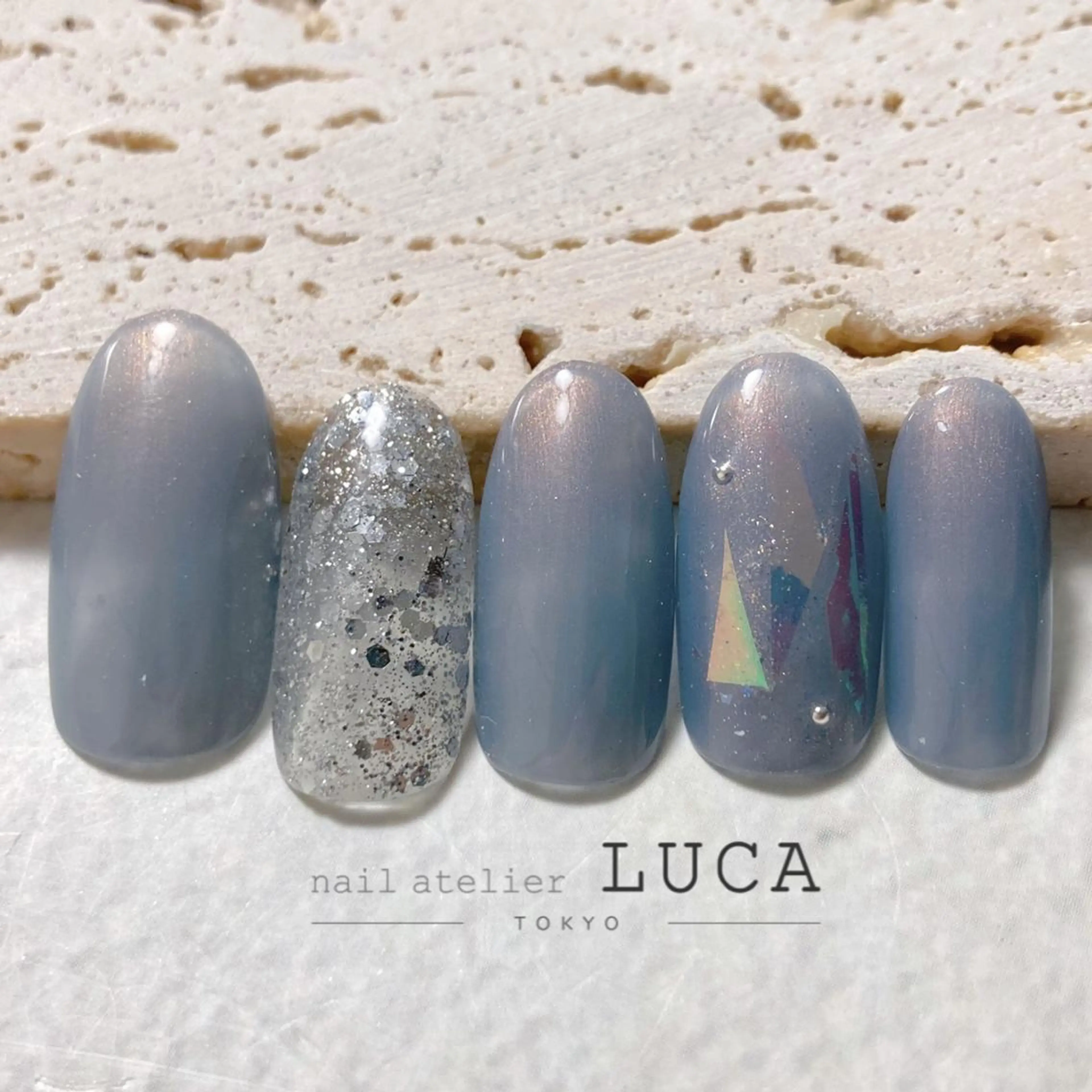 ネイル アートネイル オーロラネイル クリアネイル 長さ出し フットネイル ハンドネイル ネイルアトリエルカ スタッフのネイルデザイン