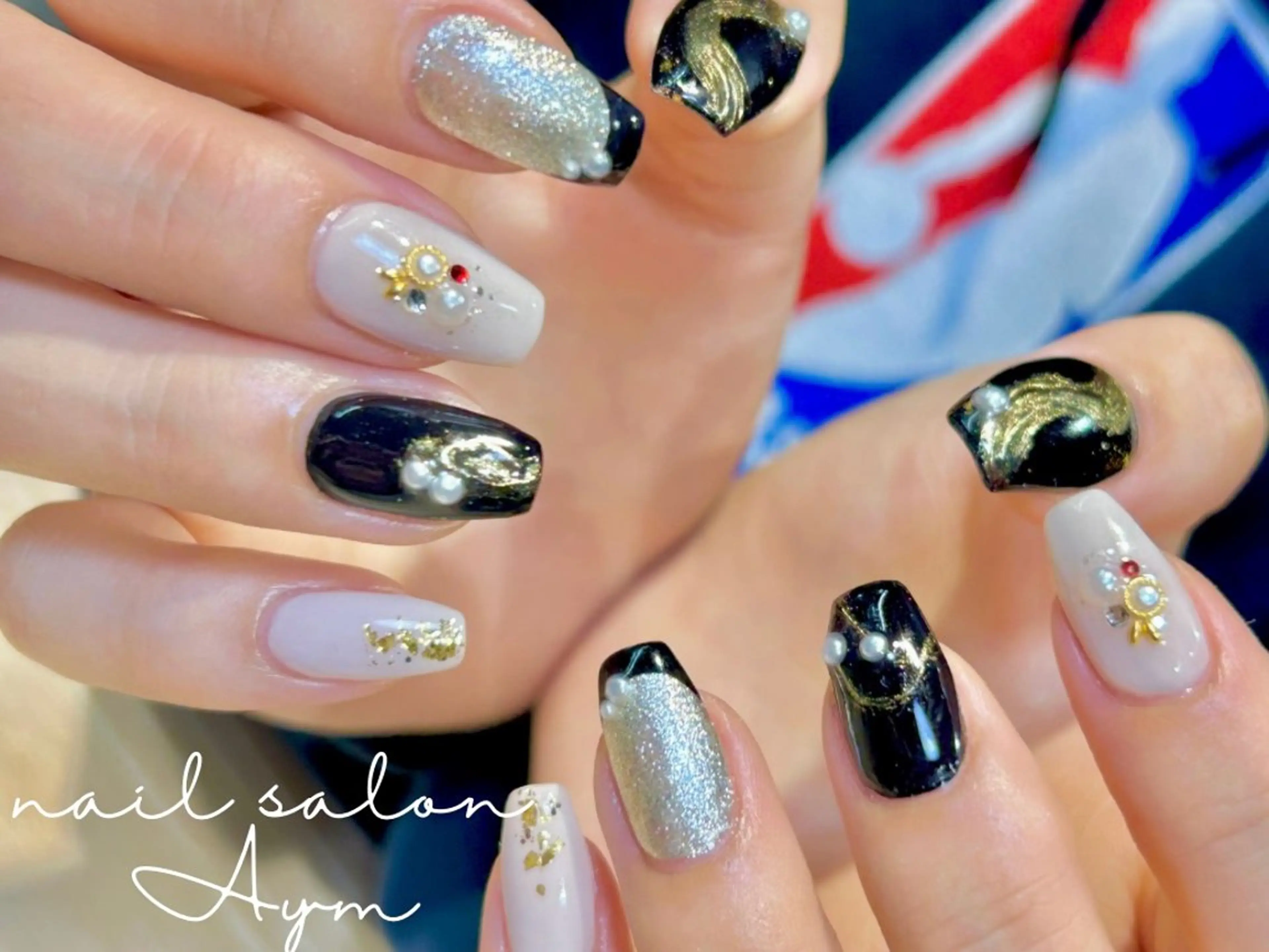 ネイル 成人式 フレンチネイル ミラーネイル nail salon Aymのネイルデザイン