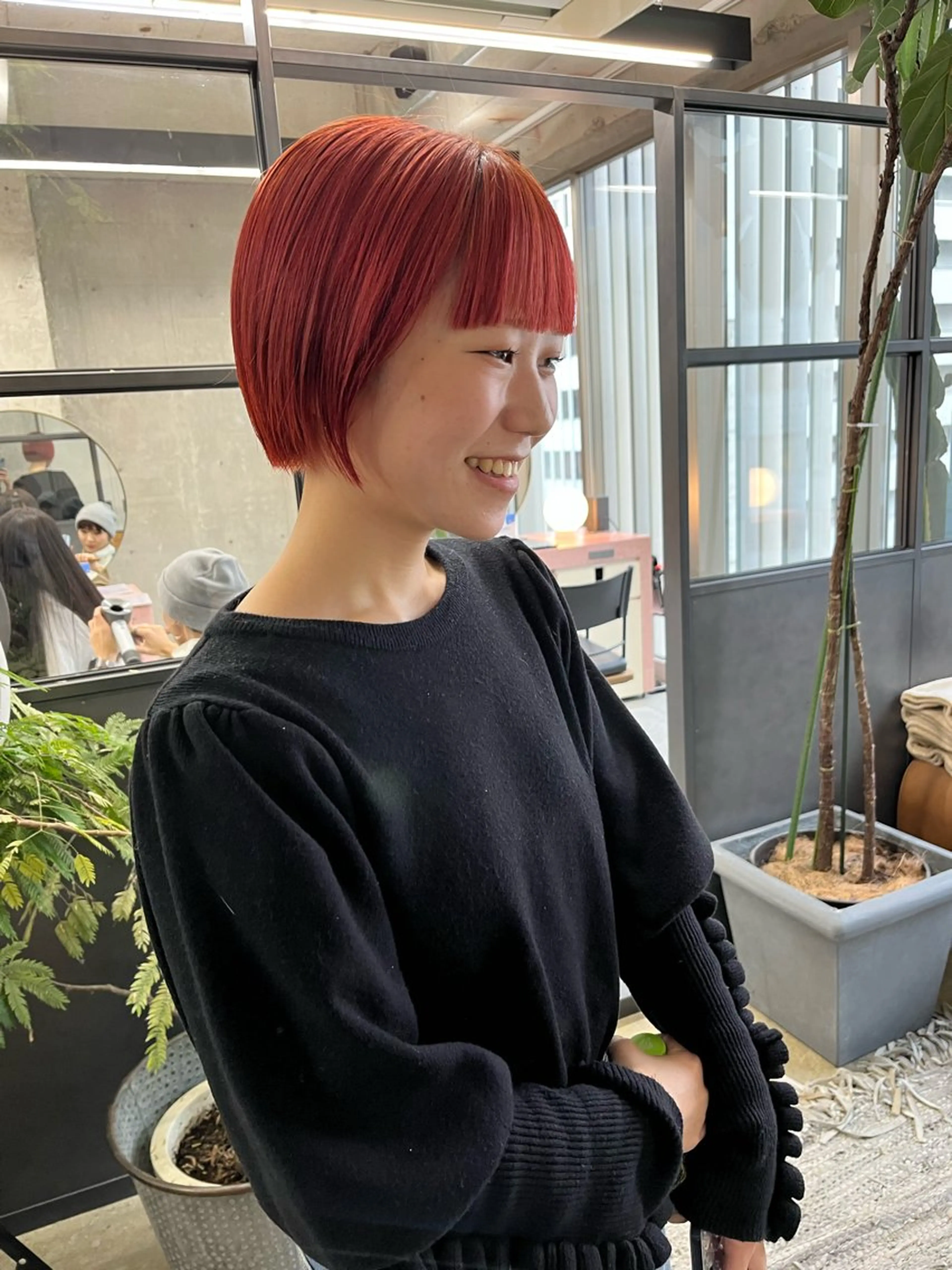 ミディアム カラー オレンジ カット ヘアカラー トリートメント 小木曽智美 /ボブ/ショートのヘアスタイル