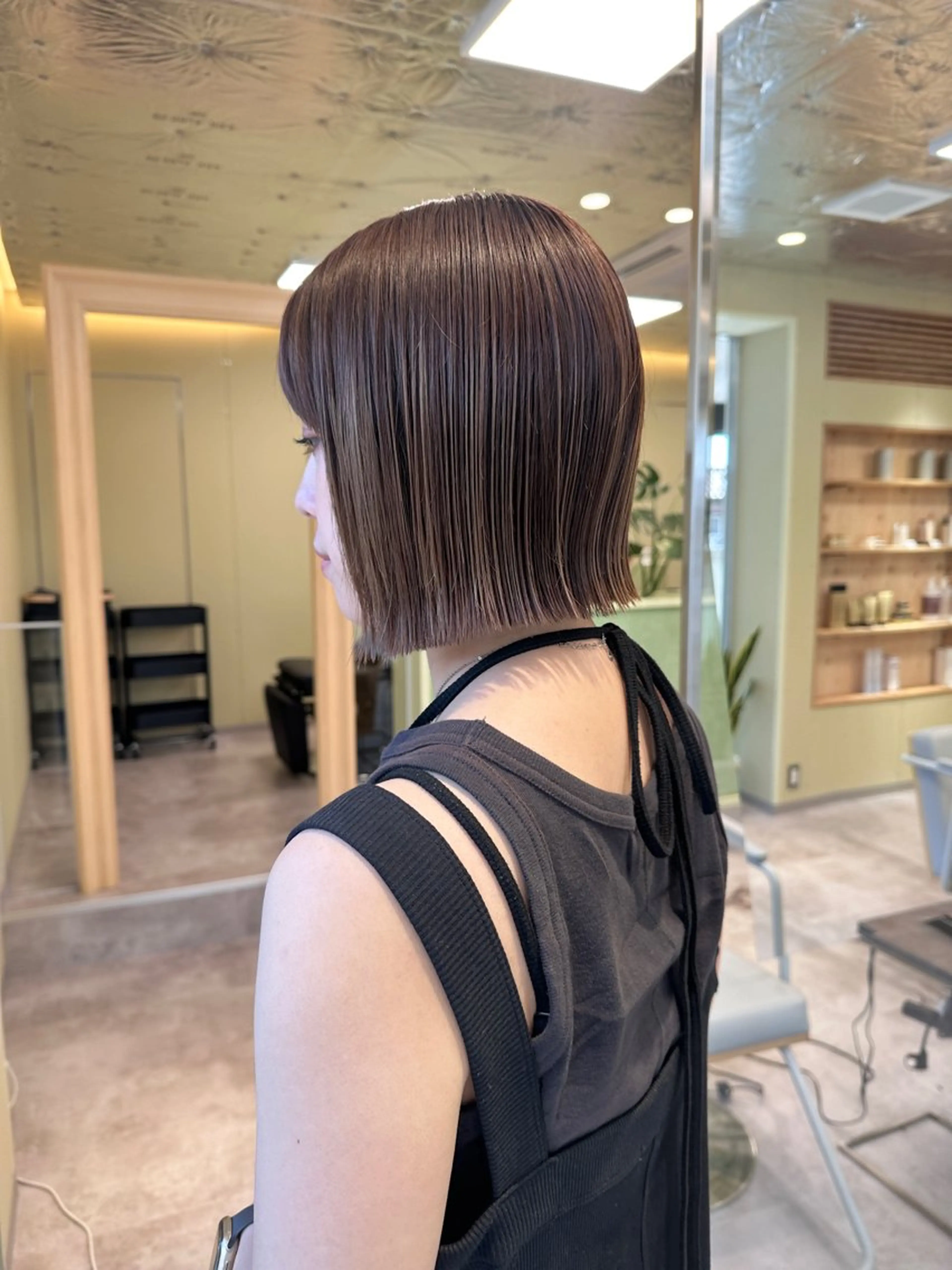 ミディアム カット ヘアカラー ボブ/ぱつっとボブ/ 谷口 海星のヘアスタイル