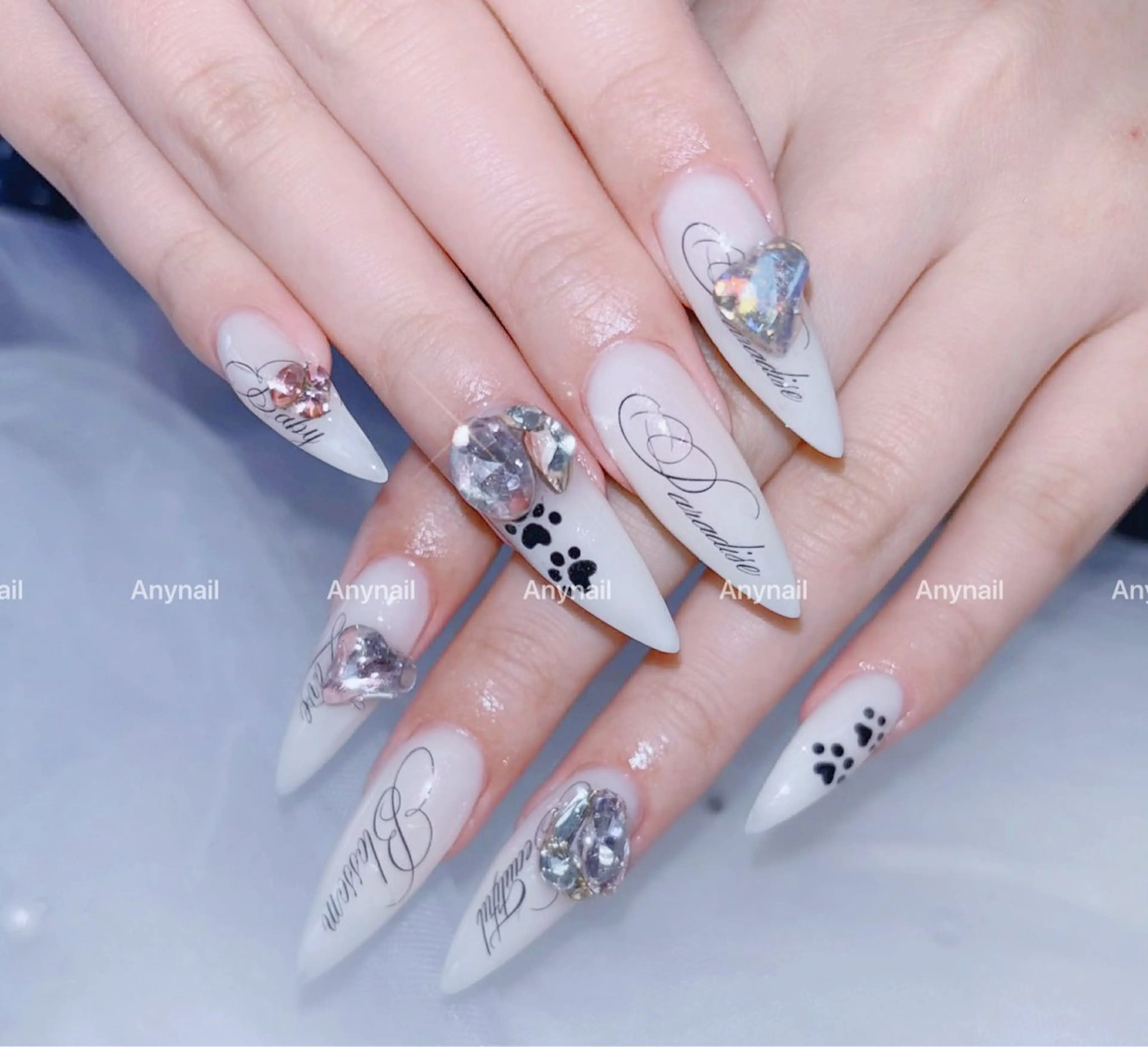 ネイル チークネイル 長さ出し フレンチネイル ジェルネイル 韓国ネイル ハンドネイル Any nail新大久保店のネイルデザイン