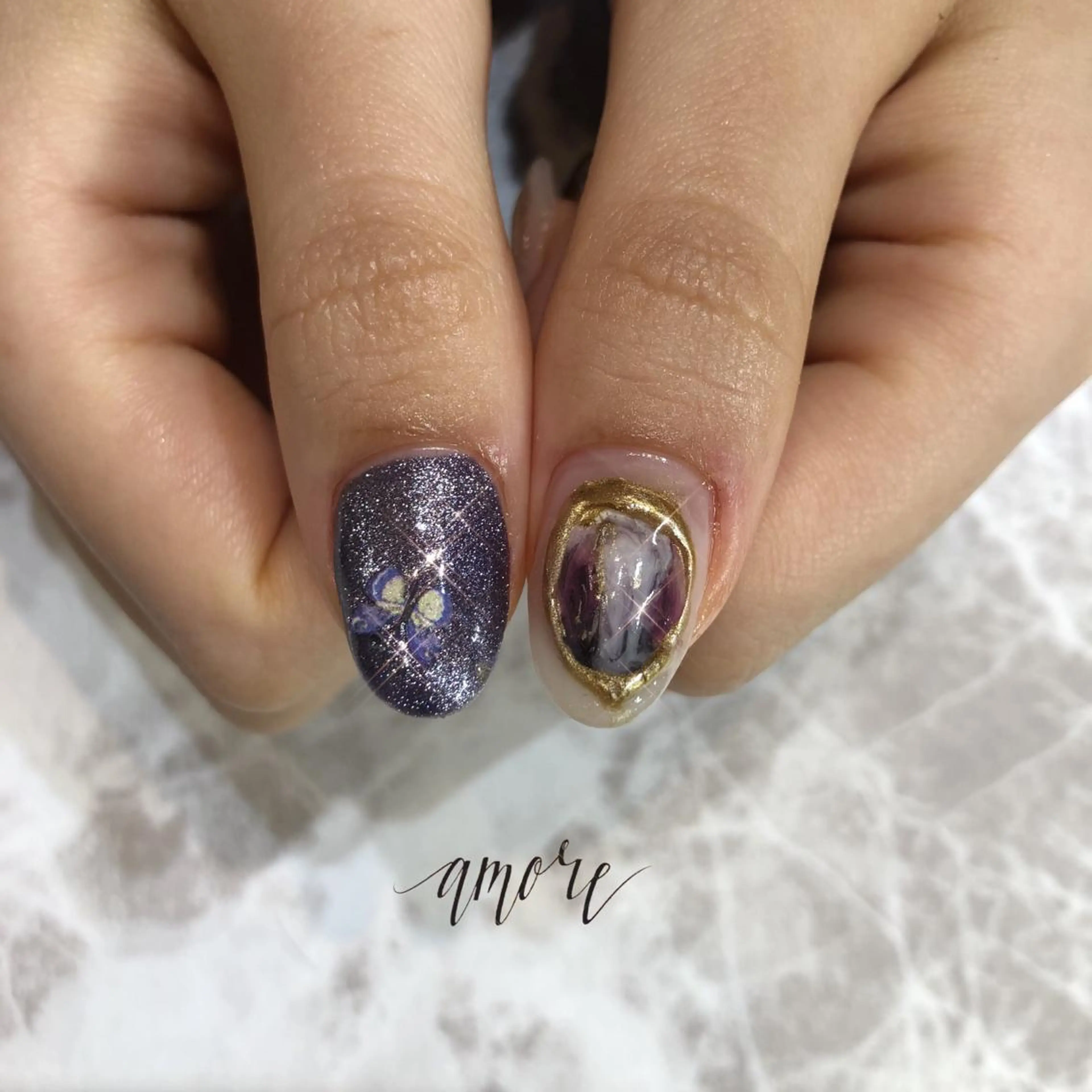 ネイル アートネイル 成人式 ジェルネイル ラメ(グリッター) マグネットネイル You kyehwaのネイルデザイン