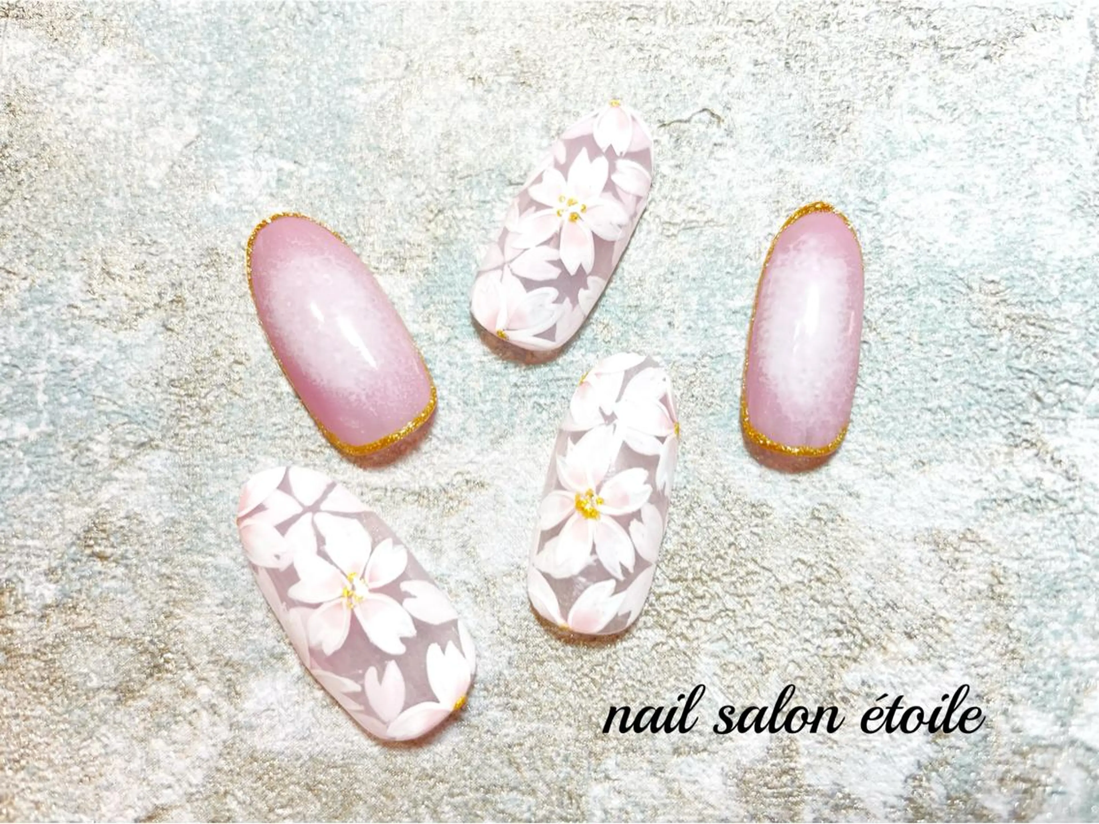 ネイル アートネイル チークネイル 桜ネイル フラワーネイル ジェルネイル ハンドネイル nail salon étoileのネイルデザイン