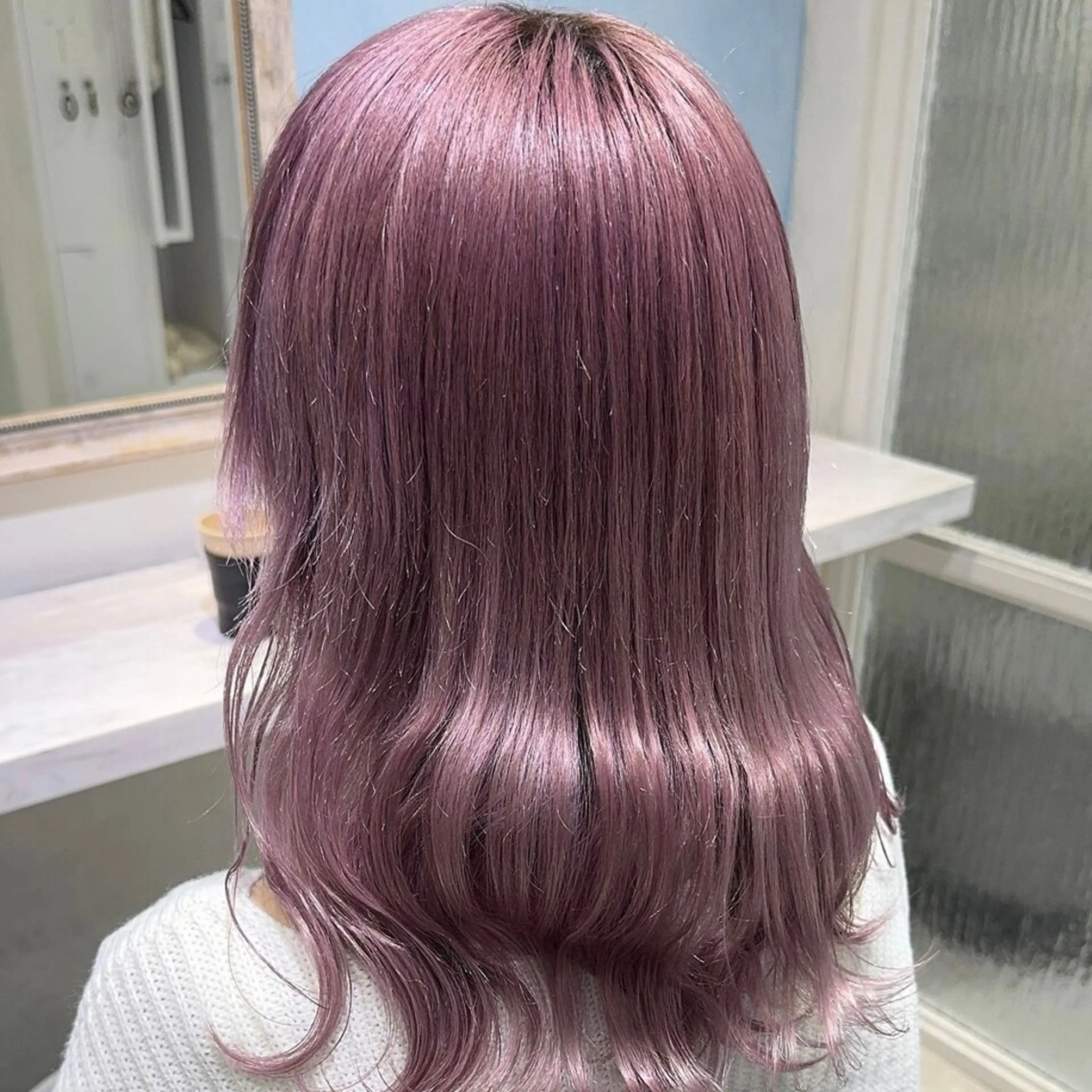 セミロング カラー ブリーチ ハイトーンカラー ラベンダーカラー ラベンダーピンク ピンクカラー 💖ブリーチ/暖色 𝐘𝐮𝐢💖のヘアスタイル