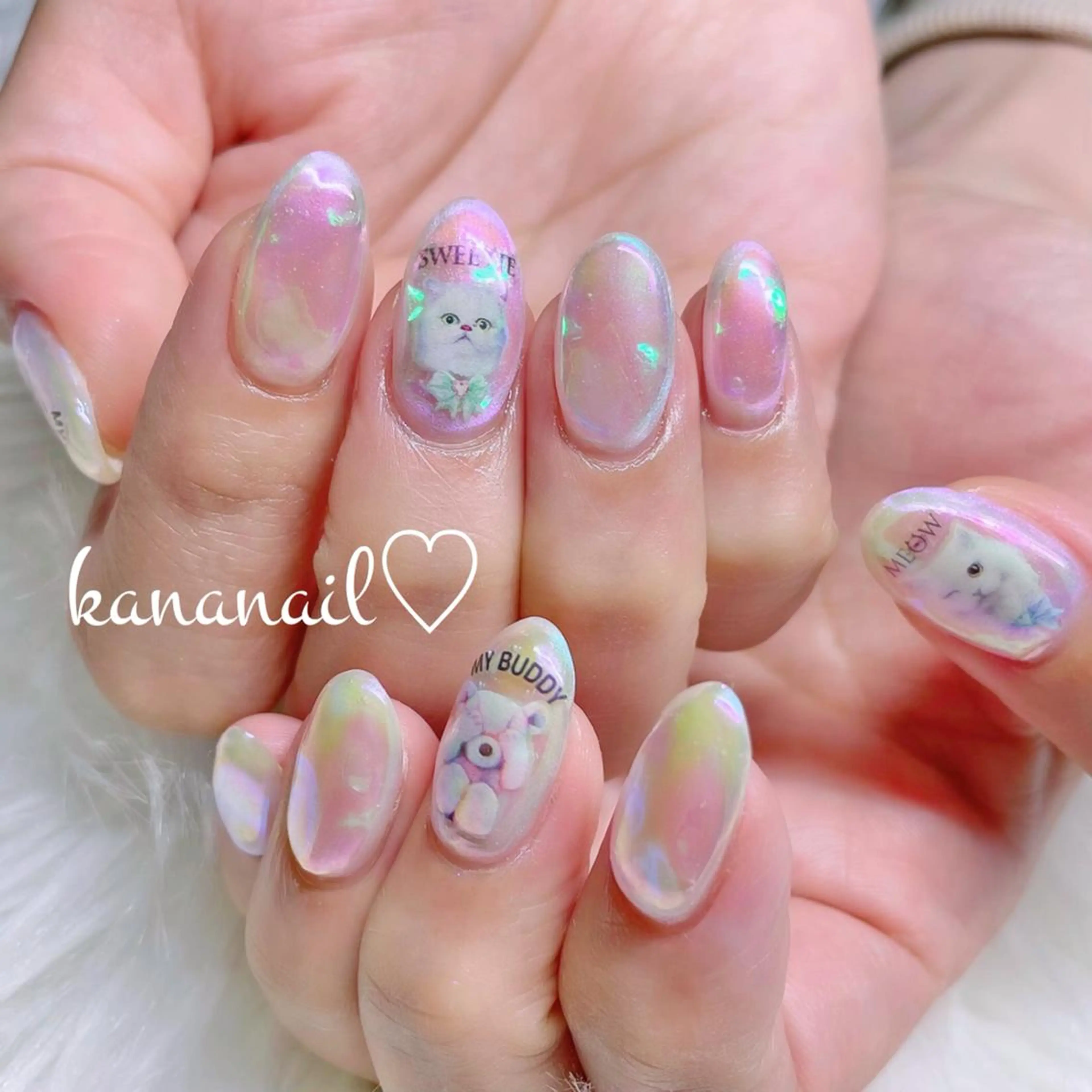 ネイル オーロラネイル 氷ネイル・うるうるネイル kananail ♡のネイルデザイン