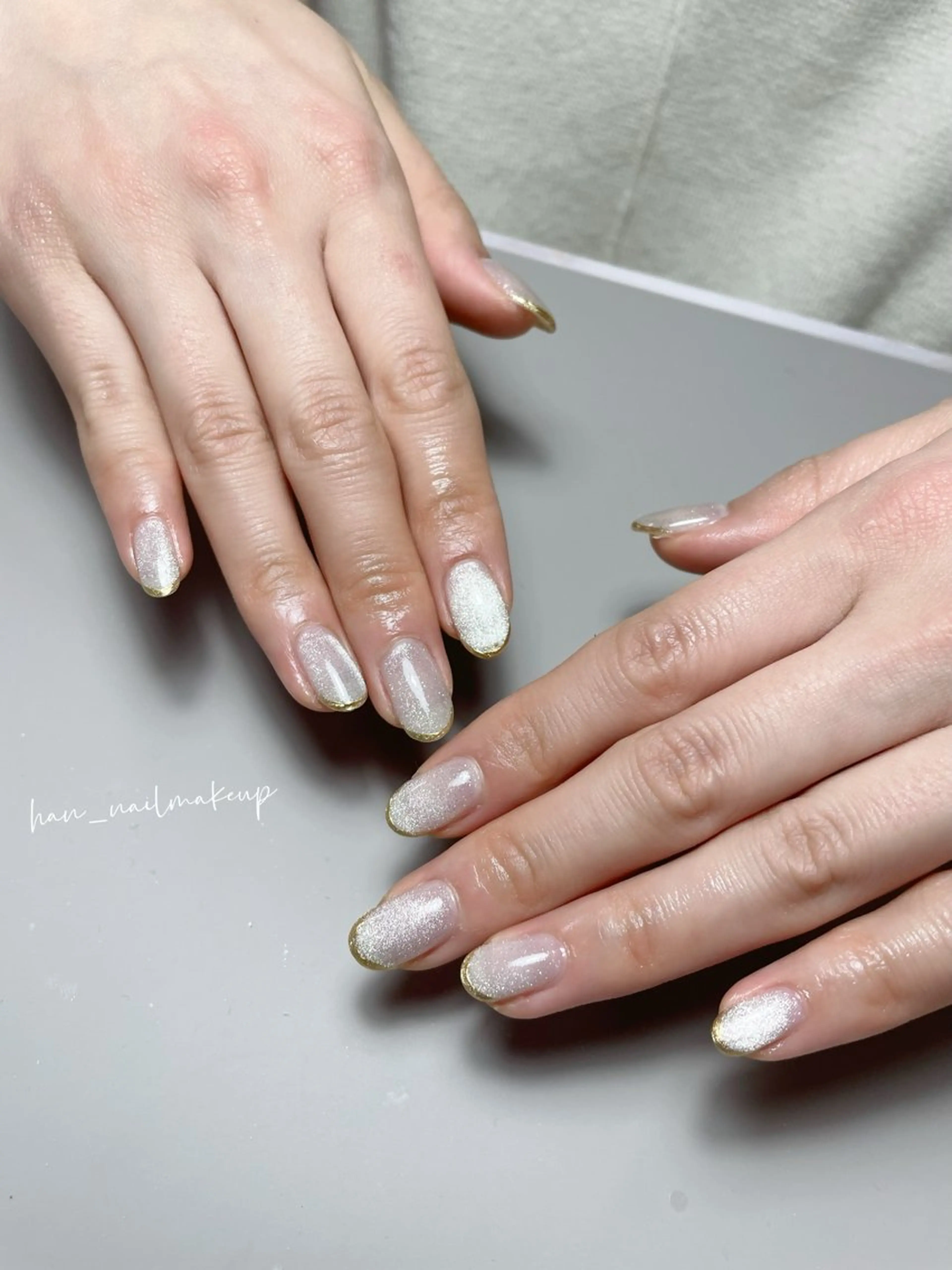 ネイル フレンチネイル キラキラネイル マグネットネイル ミラーネイル ハンドネイル Himari Nail Salonのネイルデザイン