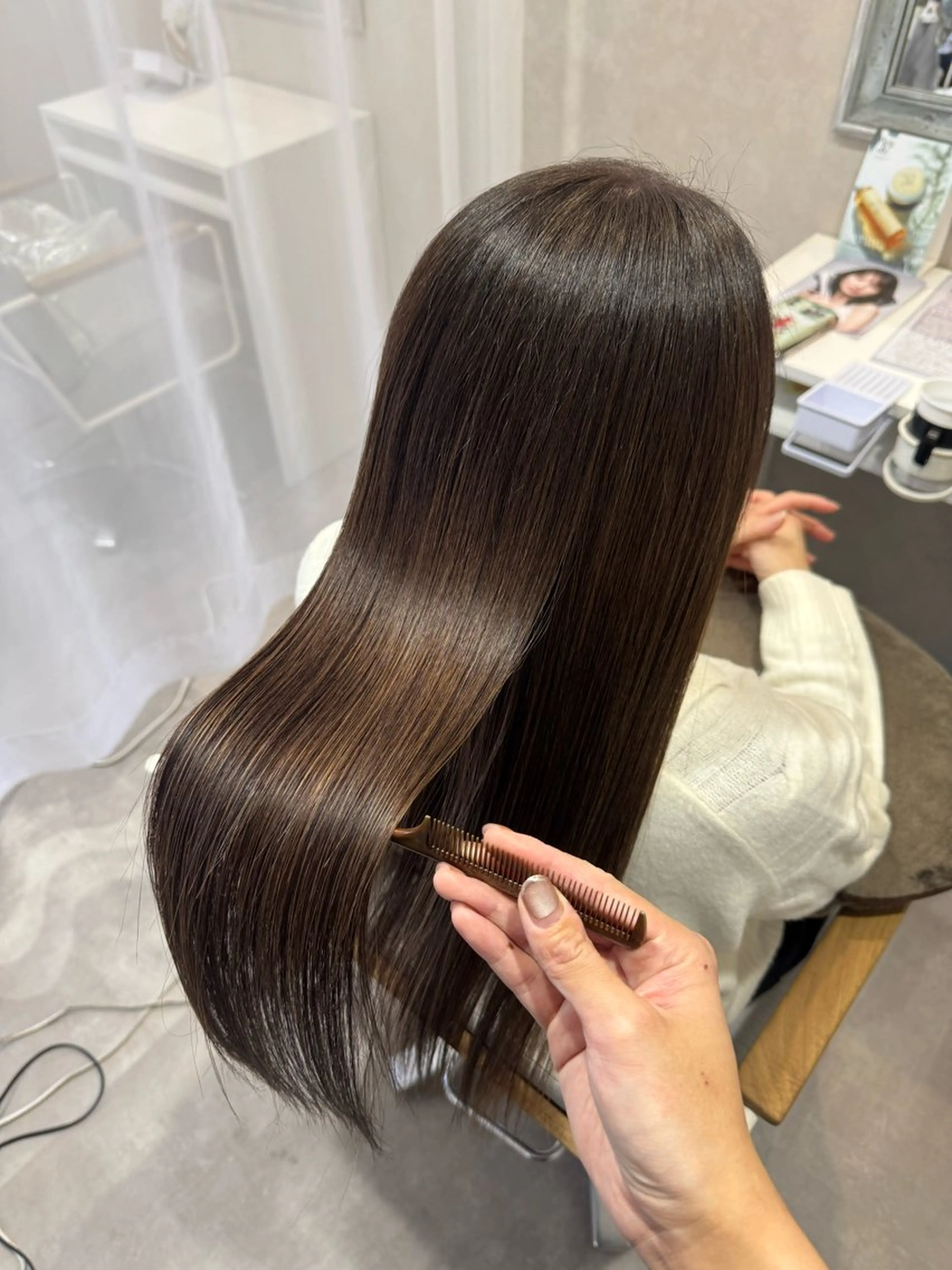 ロング カラー ヘアカラー トリートメント 艶髪/白髪ぼかし ヘッドスパ/大野結菜のヘアスタイル