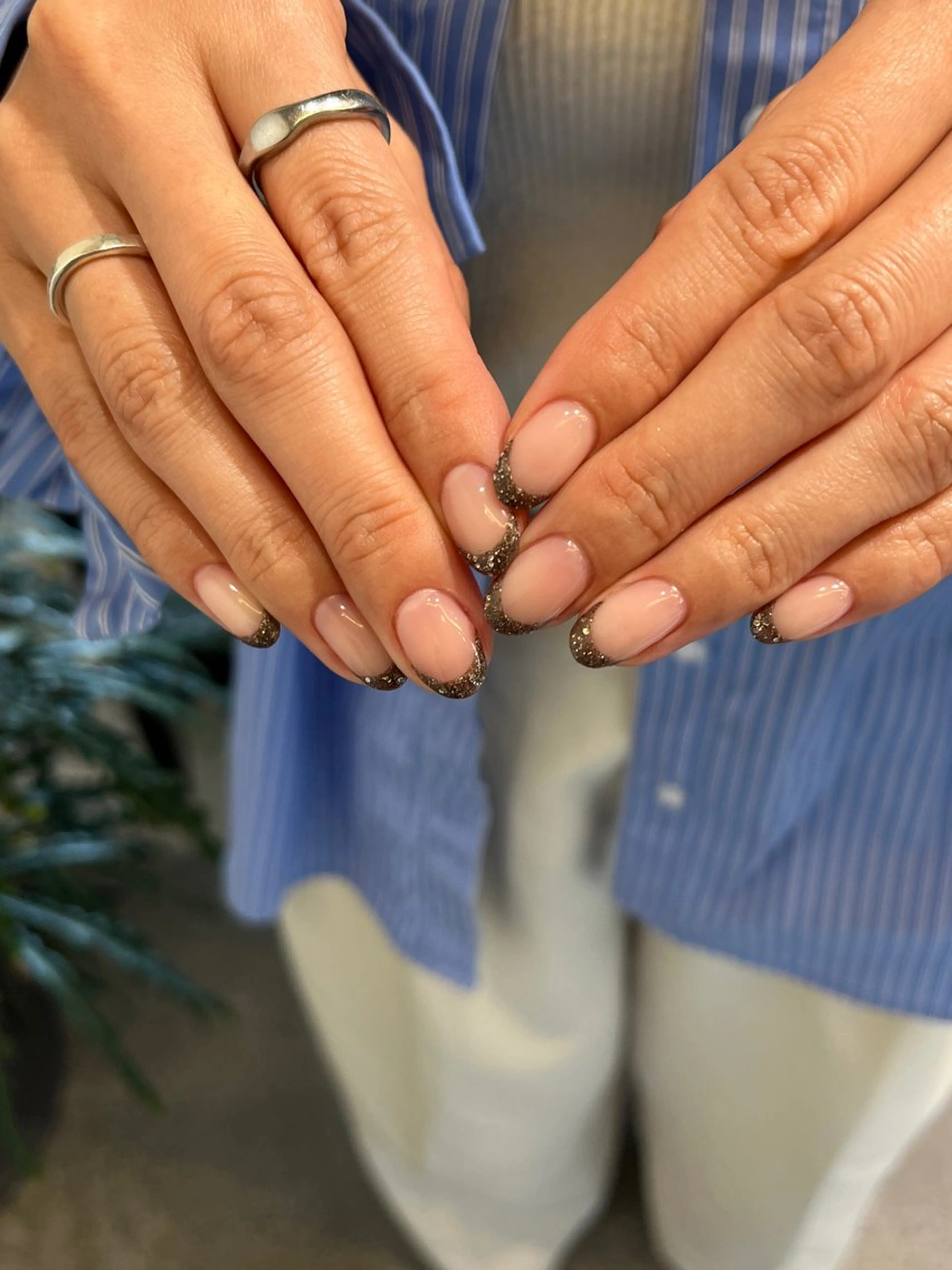 ネイル フレンチネイル キラキラネイル ハンドネイル me.nail narumiのネイルデザイン