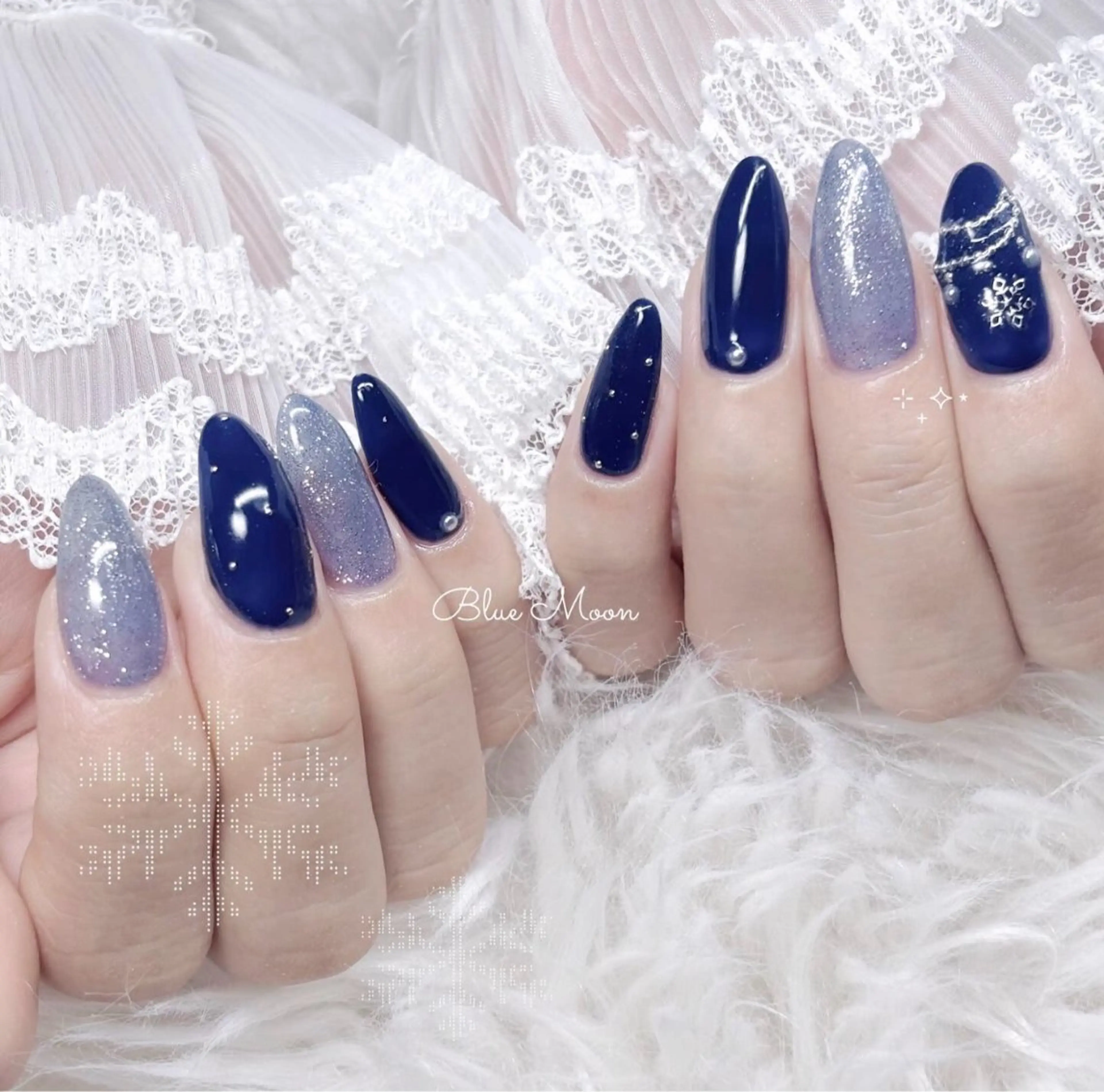 ネイル ストーンネイル ハンドネイル フットネイル ハンドケア nail salon Blue Moonのネイルデザイン