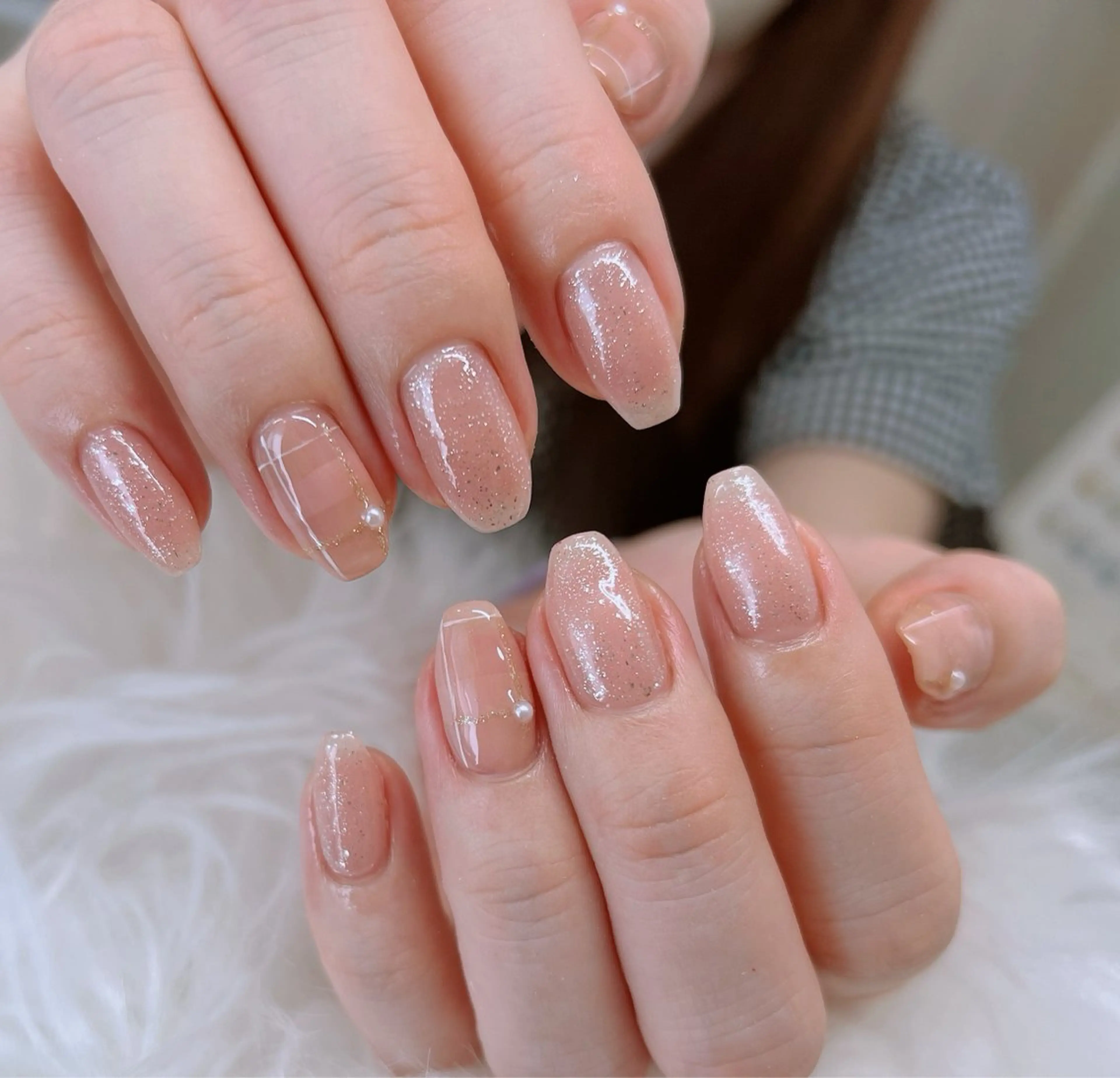 ネイル フレンチネイル 韓国ネイル ロングネイル マグネットネイル 持ち込み Lee _nailのネイルデザイン