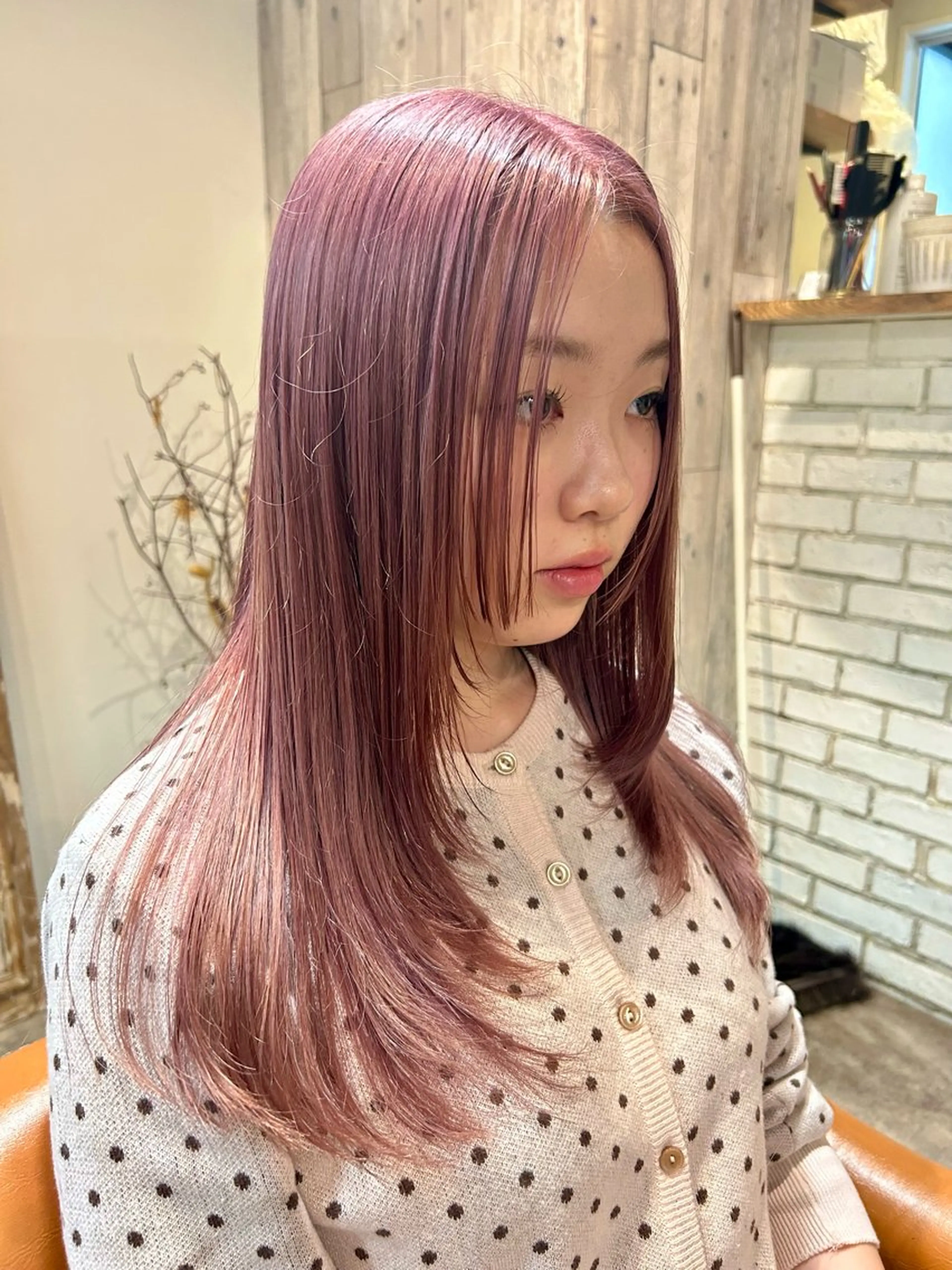 ロング カラー ダブルカラー ピンクカラー 顔周りカット ハイレイヤー レイヤーカット カット ヘアカラー トリートメント ボブ/暖色/透明 感カラー/Sachiのヘアスタイル