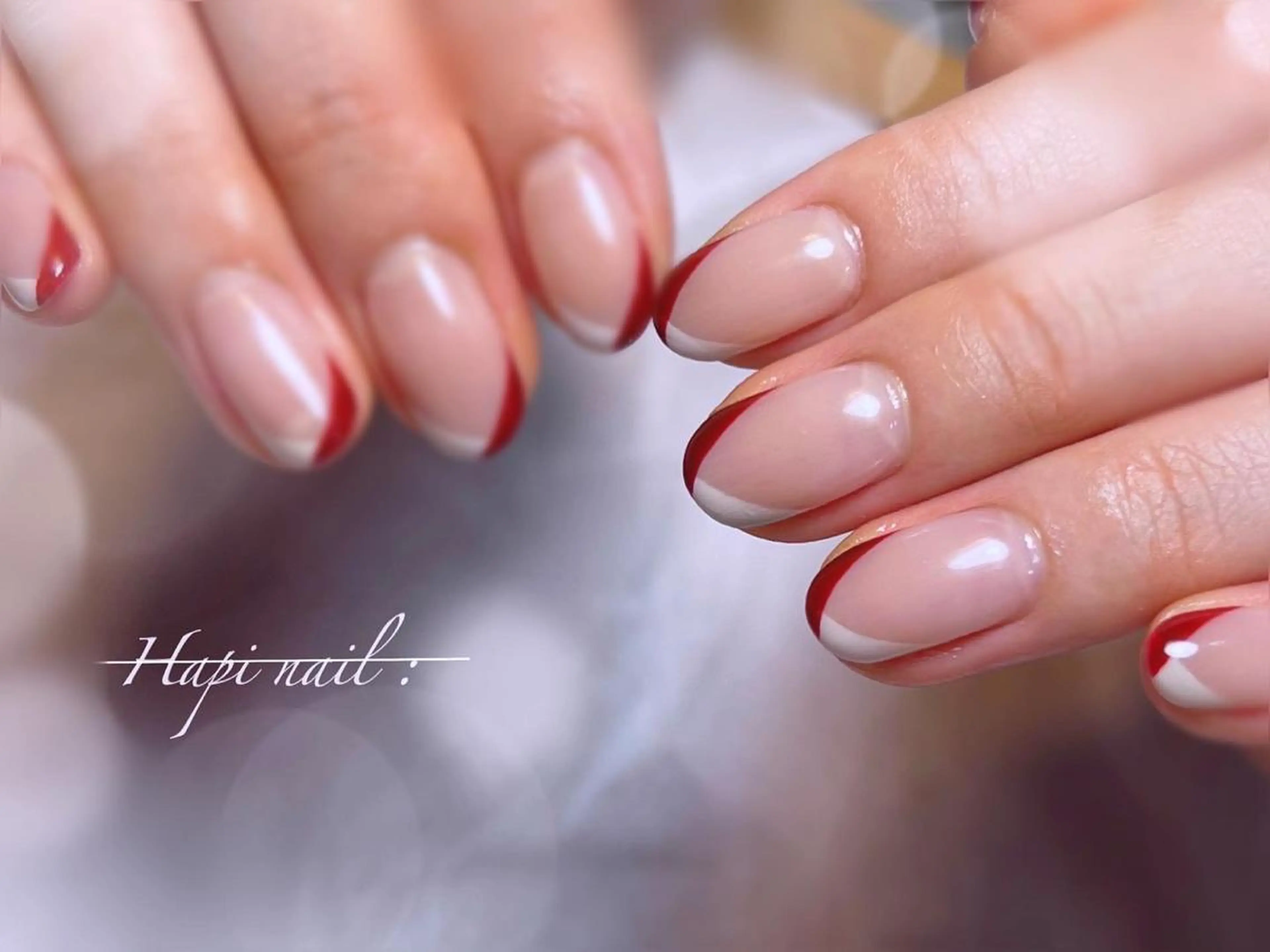 ネイル ボルドー フレンチネイル グラデーション 持ち込み 赤色 Rio nail まなみのネイルデザイン