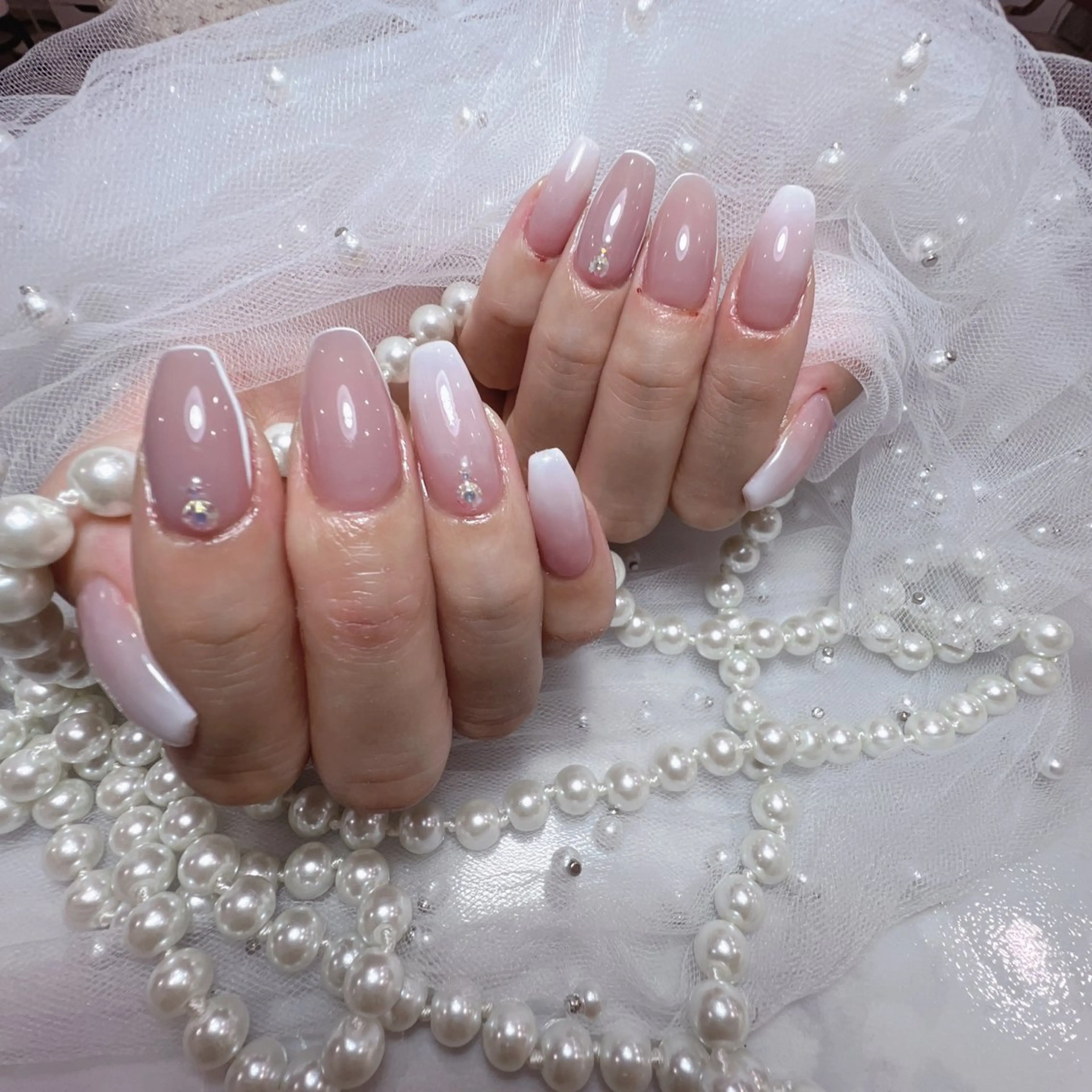 ネイル アートネイル フラッシュネイル フレンチネイル ジェルネイル ガラスフレンチ You&Me Yukiのネイルデザイン