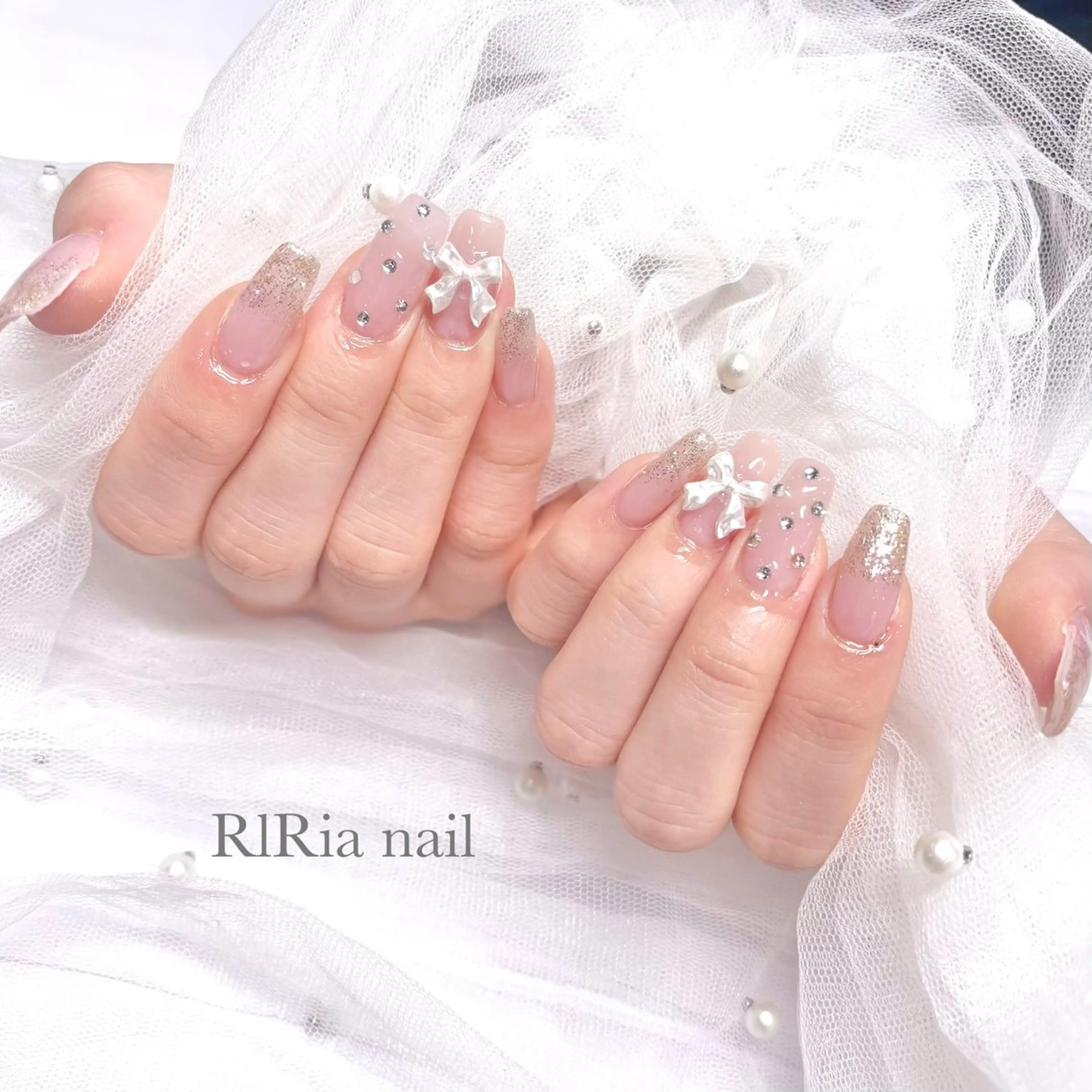 ネイル ピンク リボン ハンドネイル 🎀RIRia nail🎀のネイルデザイン