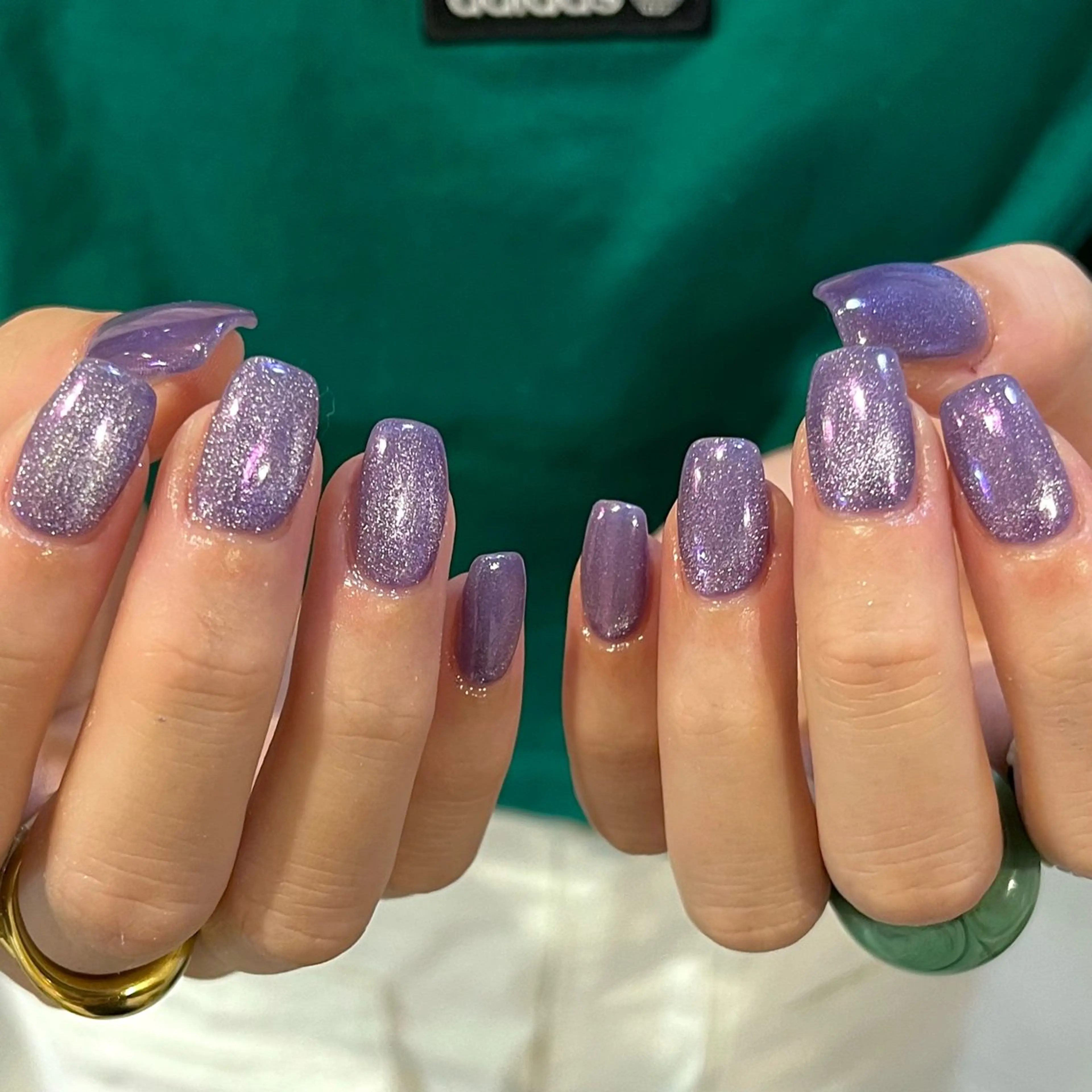 ネイル オーロラネイル ブルー キラキラネイル ラメ(グリッター) ワンカラーネイル ハンドネイル Para Sol nail　Maoのネイルデザイン