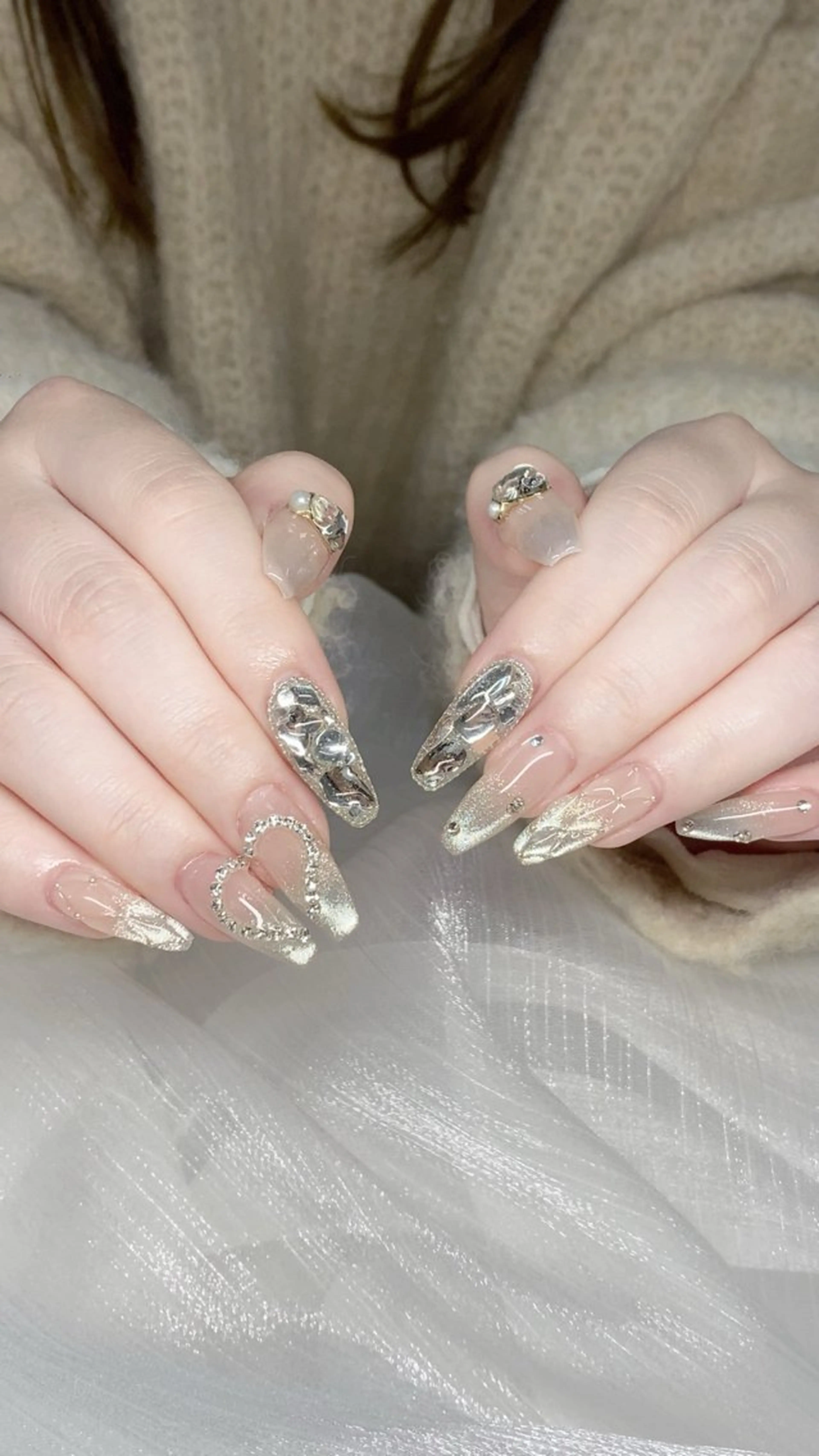 ネイル べっ甲ネイル チークネイル フラッシュネイル フレンチネイル グラデーション ハンドネイル ハンドケア Rena_Rei Nailsのネイルデザイン