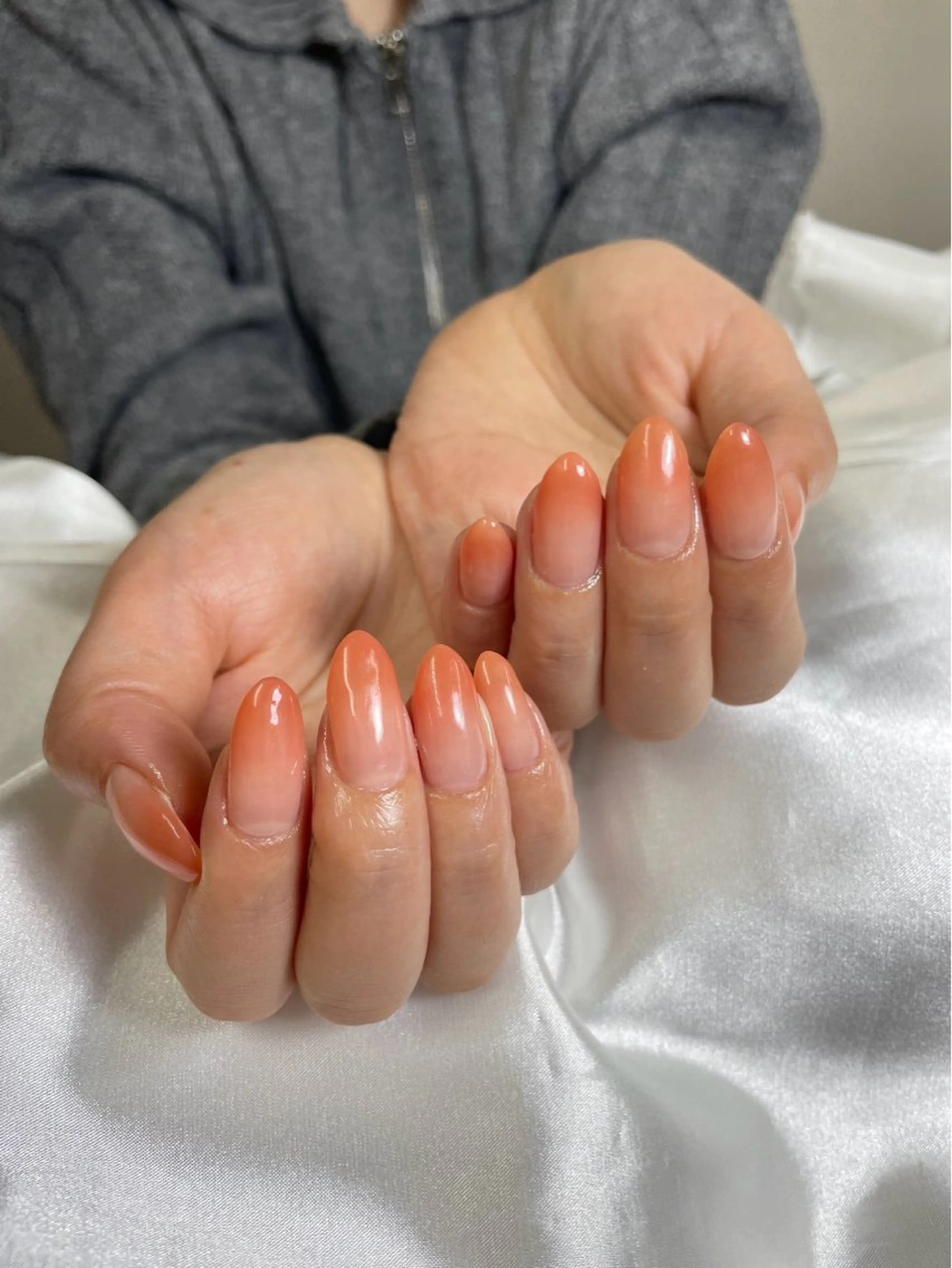 ネイル ブラウン チークネイル 桜ネイル 長さ出し フットネイル ハンドネイル XIINH NAIL SALONのネイルデザイン