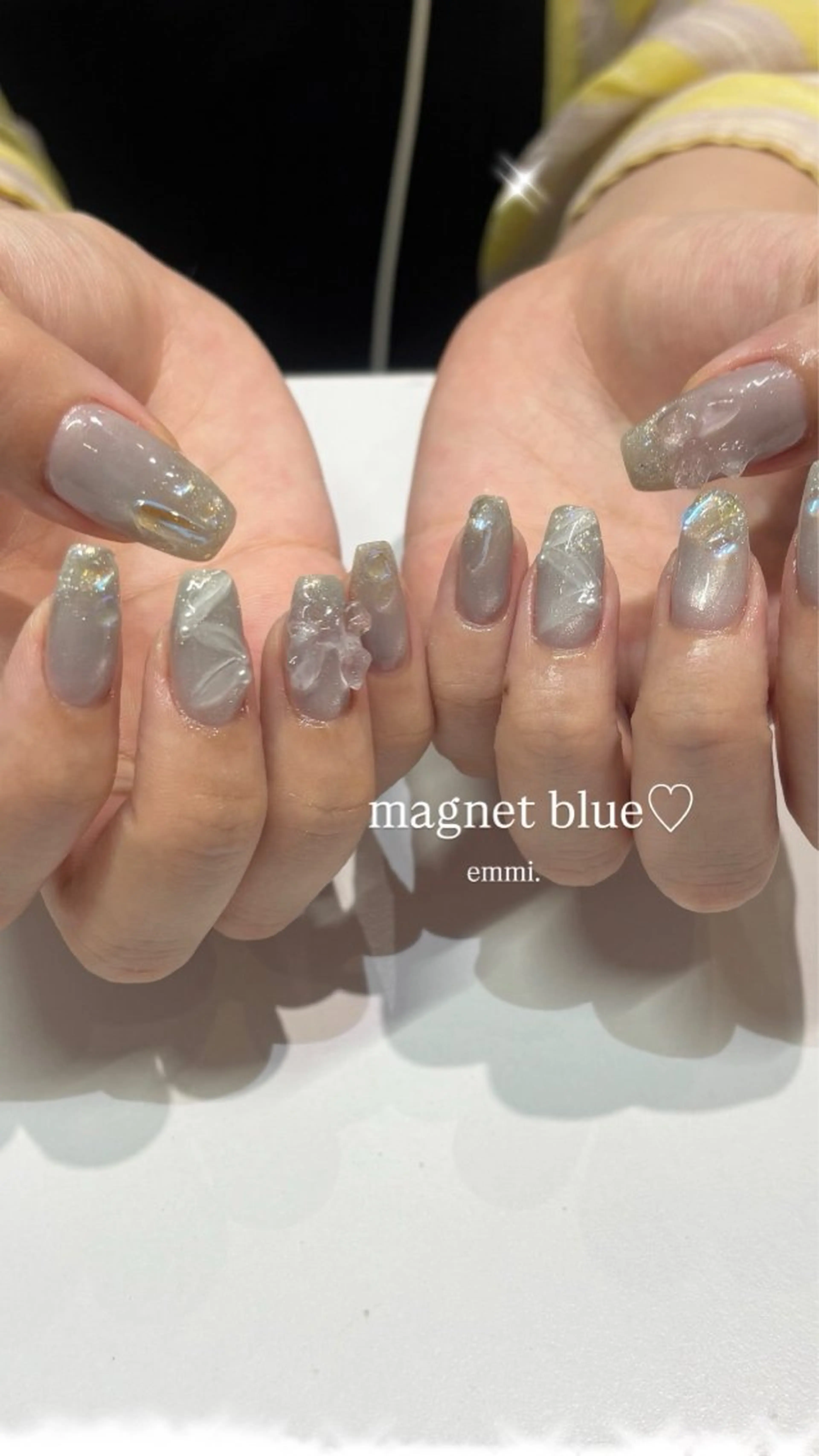 ネイル チークネイル フレンチネイル ガーリー ガラスフレンチ 氷ネイル・うるうるネイル emmi nailのネイルデザイン