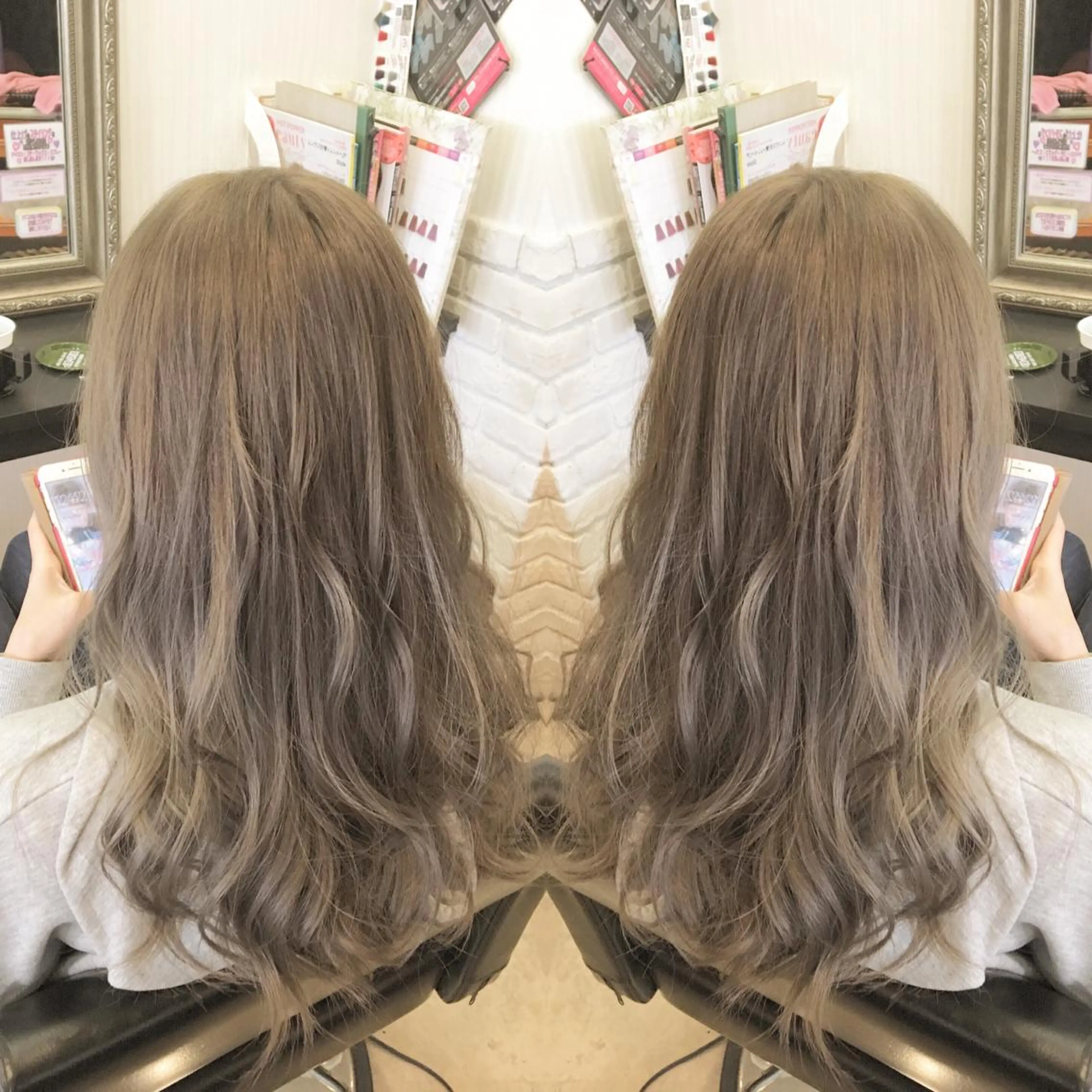 ロング カラー カット ヘアカラー トリートメント 💓シールエクステ ルミエールのヘアスタイル