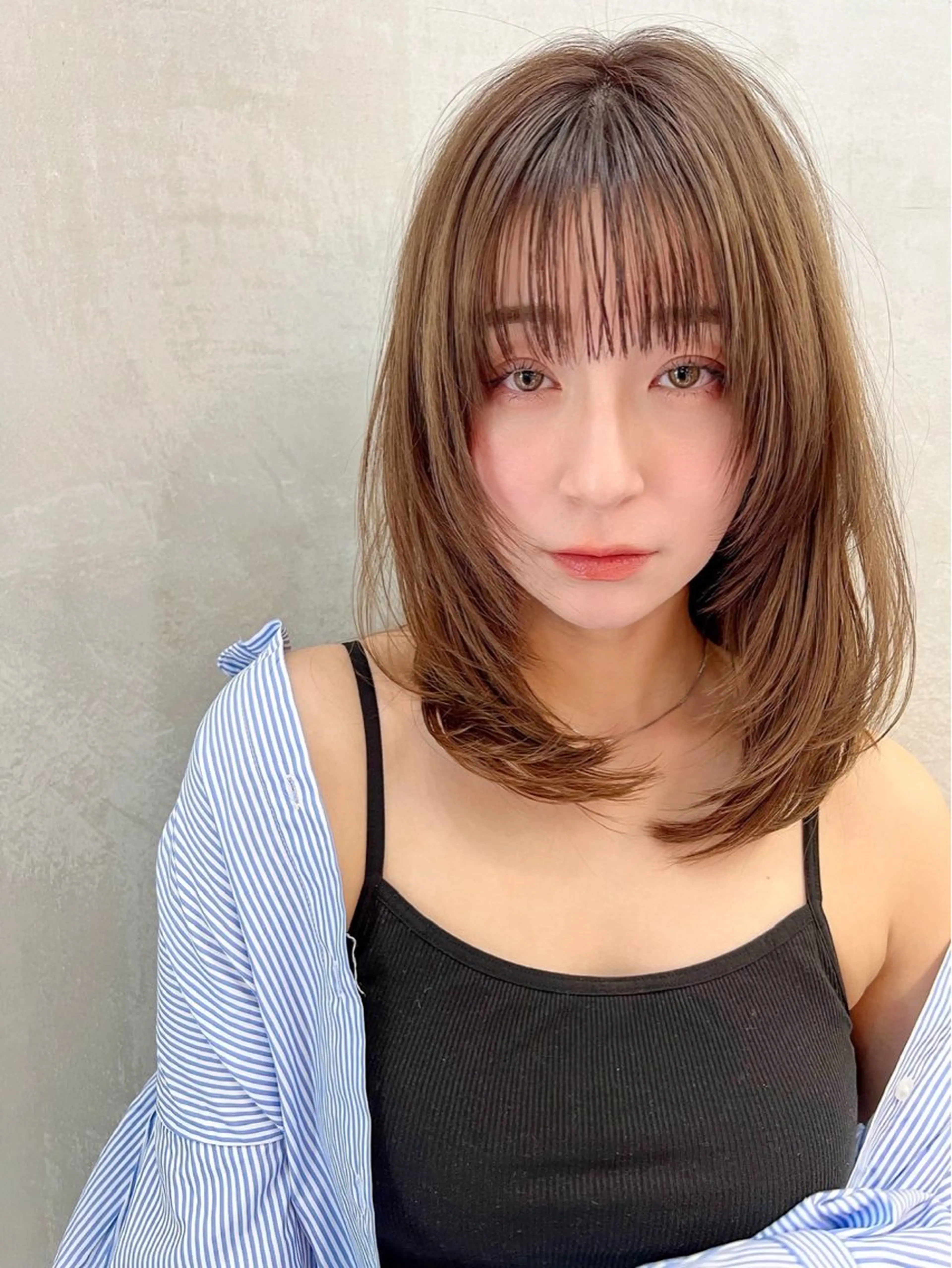 ミディアム カット ヘアカラー トリートメント ヘッドスパ taiga レイヤー /髪質改善/矯正🌈のヘアスタイル