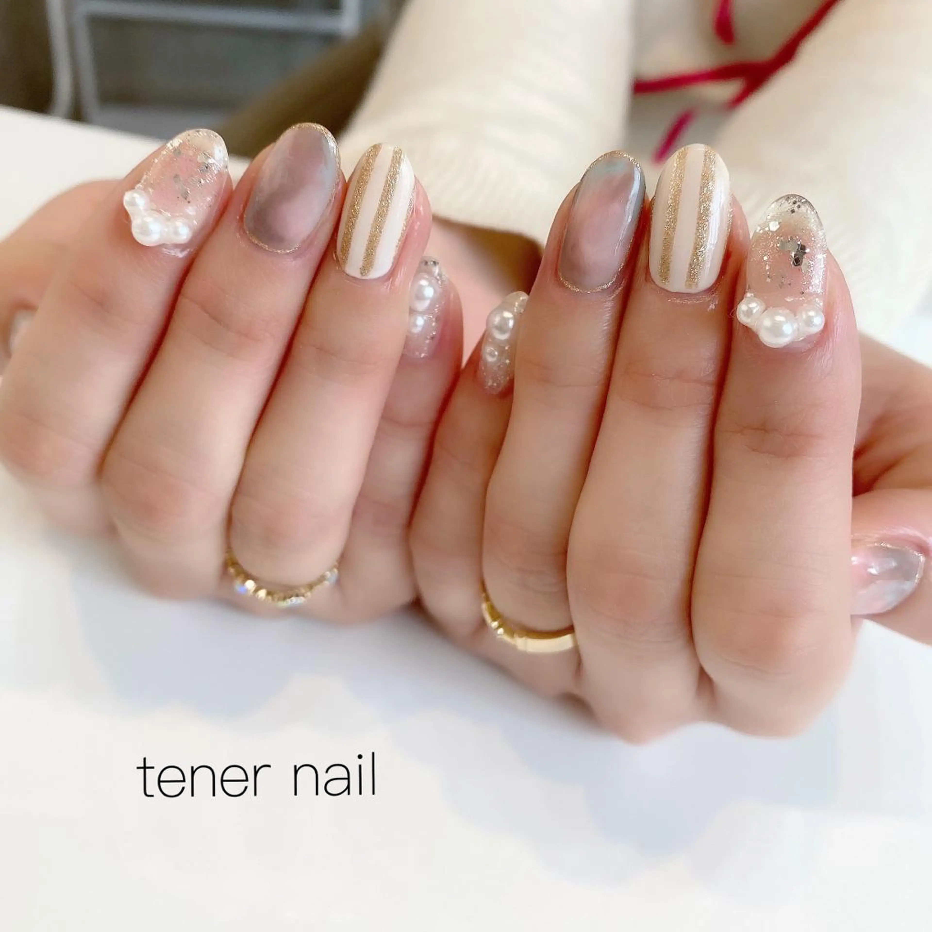 ネイル 大理石ネイル(マーブル) 春ネイル テネルネイル tener nailのネイルデザイン