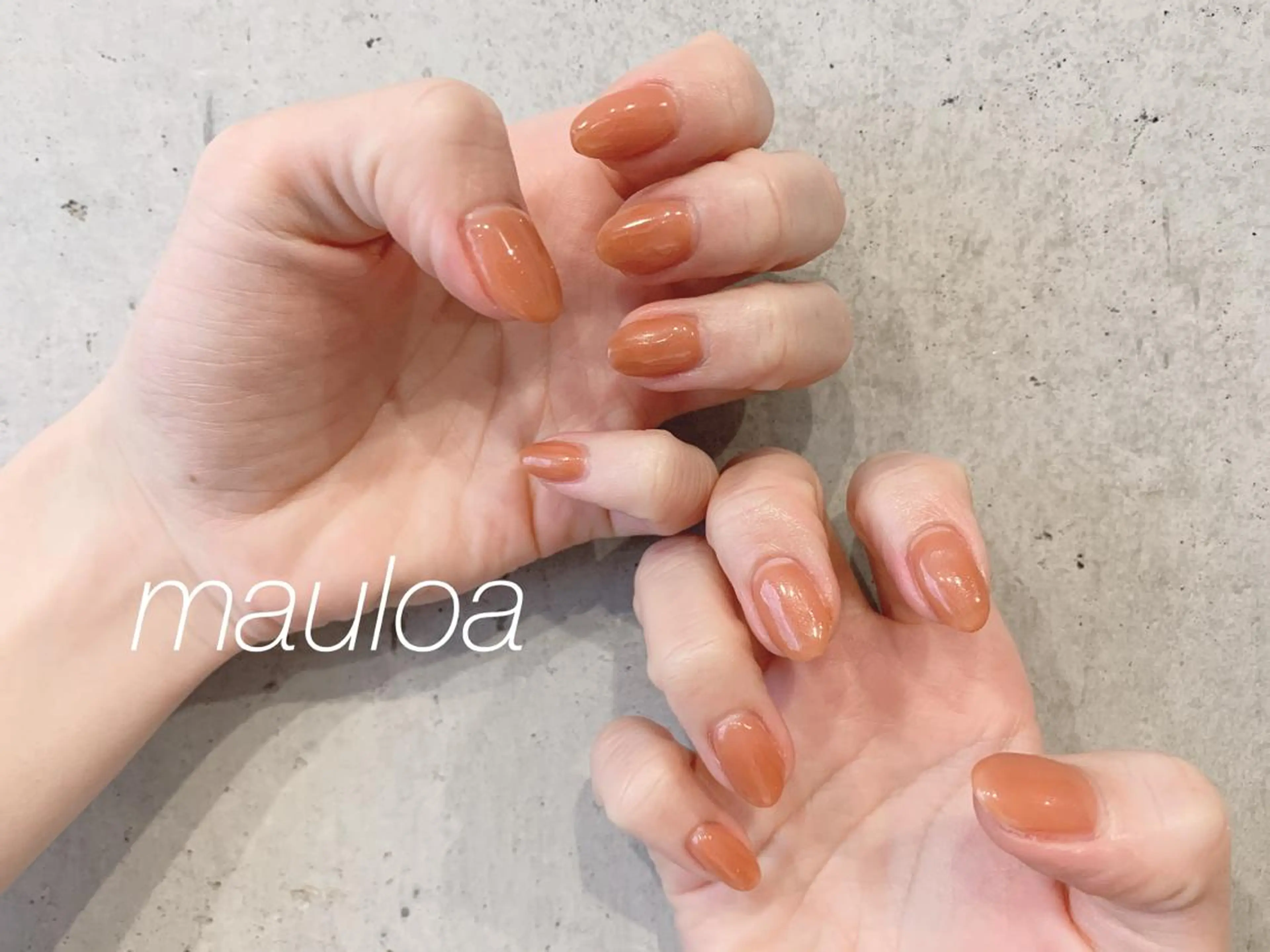 ネイル ブラウン ワンカラーネイル オレンジ pipi ..のネイルデザイン