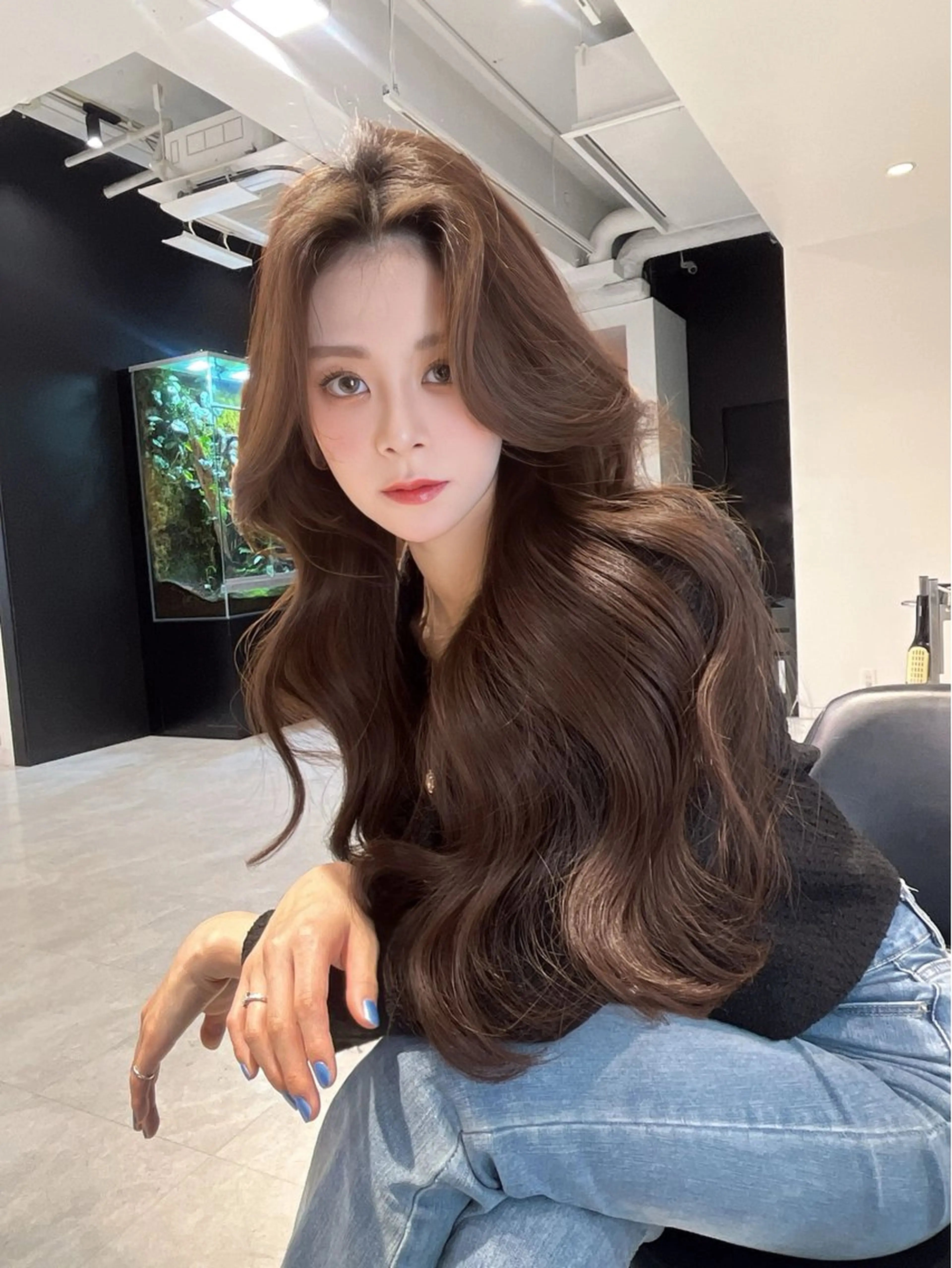 ロング カット ヘアカラー トリートメント 海野翔吾🇨🇳 ワンホンレイヤーのヘアスタイル