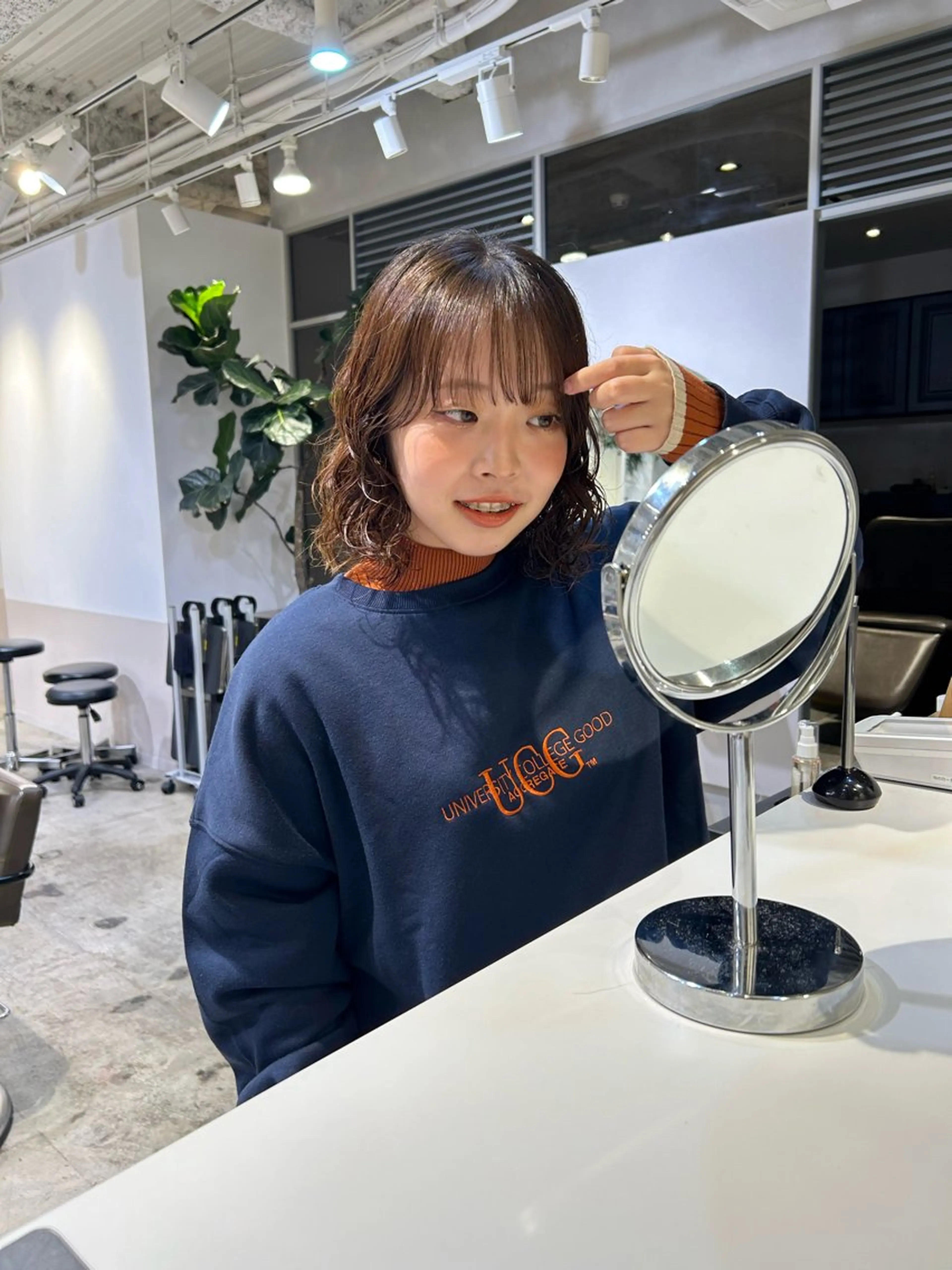 ミディアム パーマ ミディアムパーマ ボブ 骨格診断カット ひより FILMSのヘアスタイル