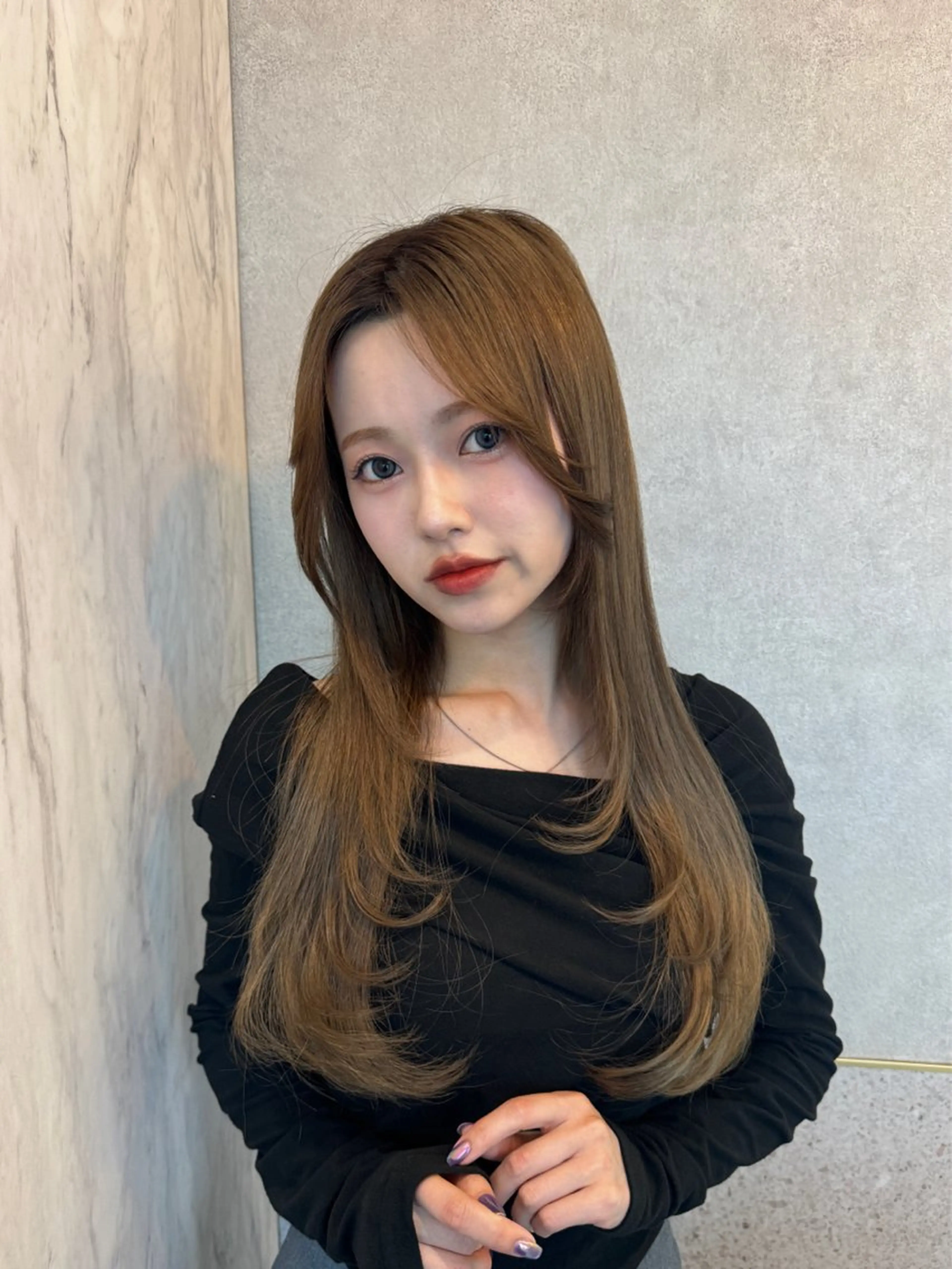 ロング 韓国風ヘア レイヤーカット カット ヘアカラー トリートメント 🎀しゅな/韓国 レイヤー/透明感♡のヘアスタイル