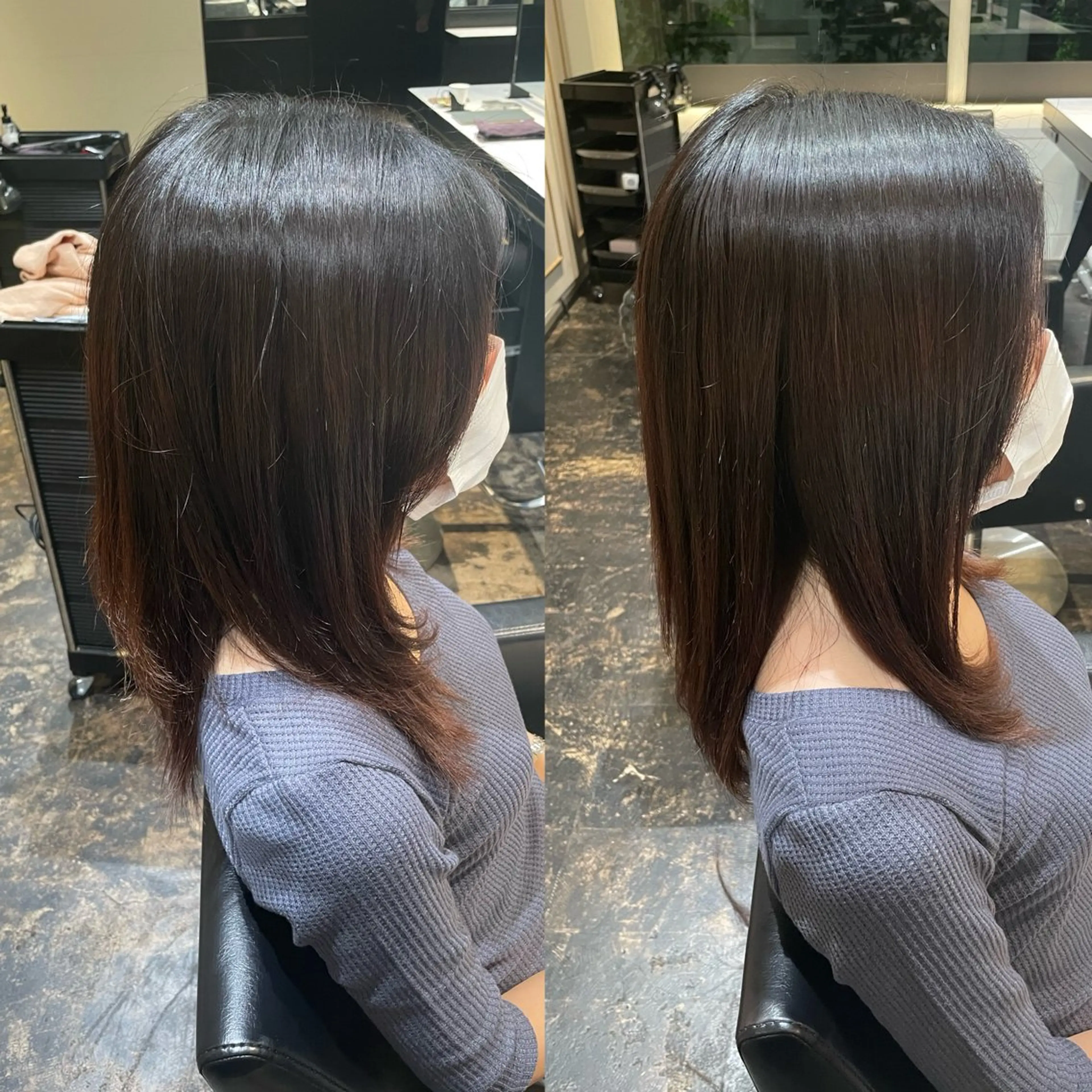 ミディアム 縮毛矯正専門店店長 佐々木動画モデル募集のヘアスタイル
