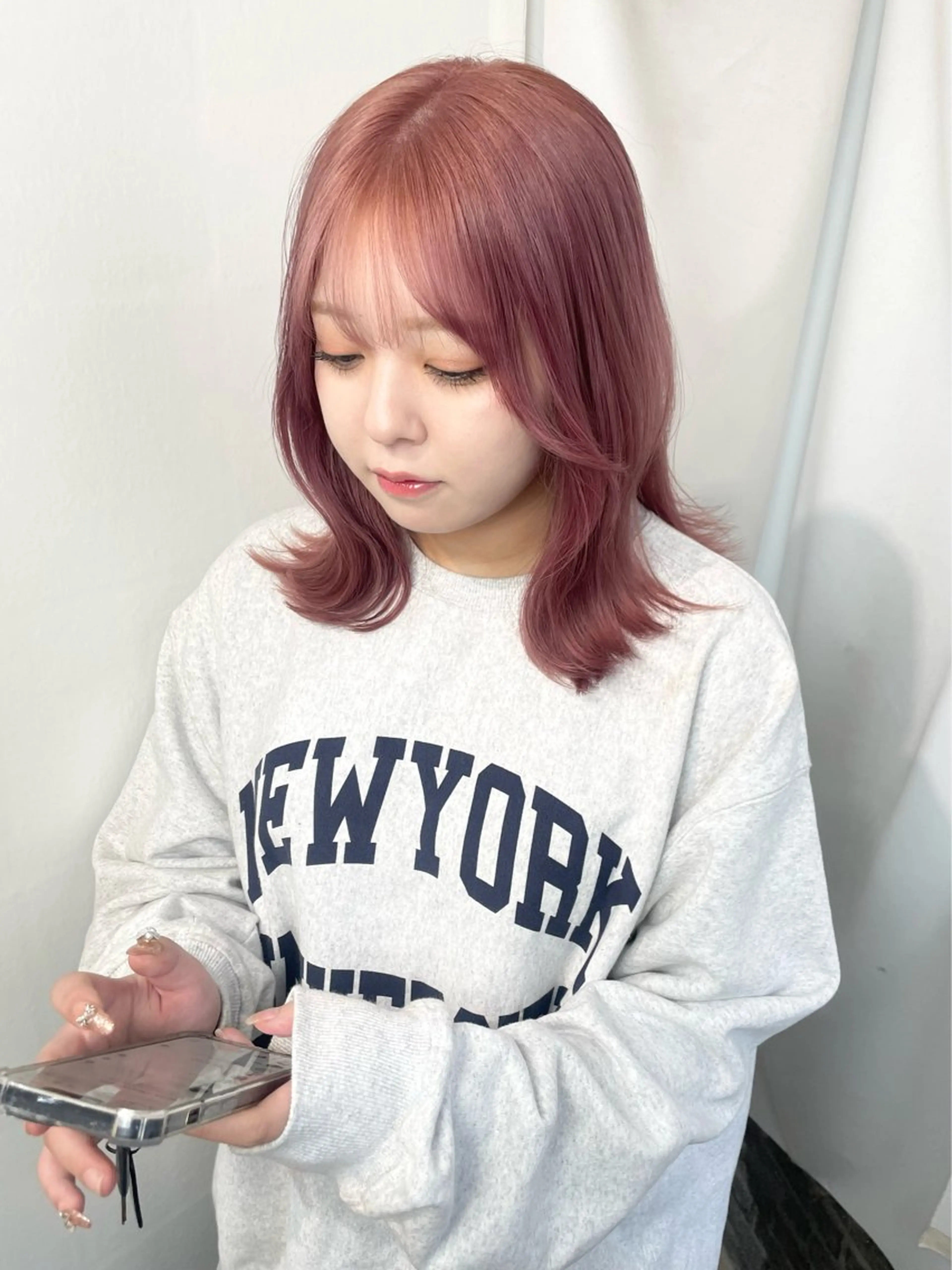 ミディアム カラー ピンクカラー ヘアカラー トリートメント 🍬kanami 🍬ボブ/暖色カラーのヘアスタイル