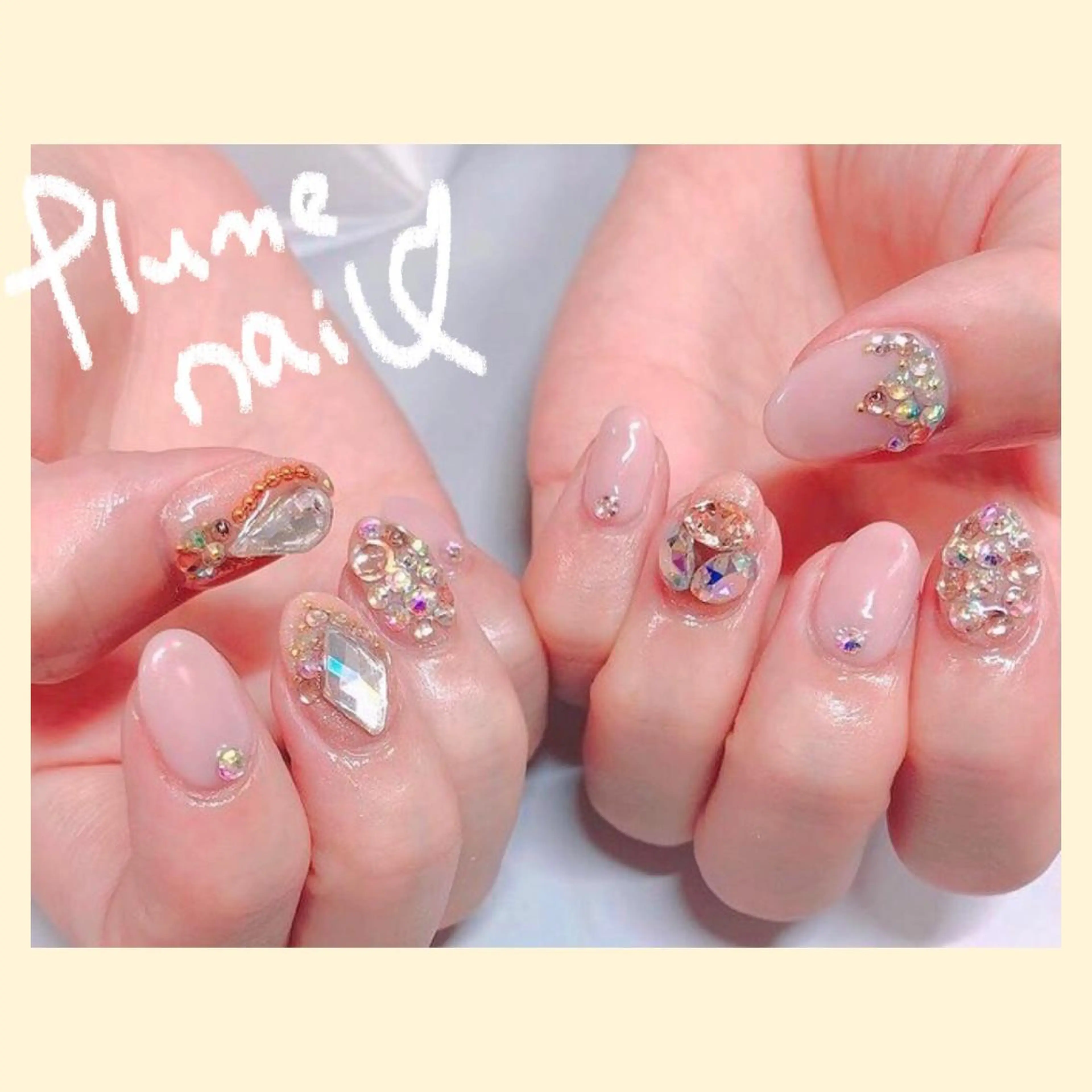 ネイル アートネイル ハート キラキラネイル 韓国ネイル ラメ(グリッター) ハンドネイル plume nail ☆韓国ネイルのネイルデザイン