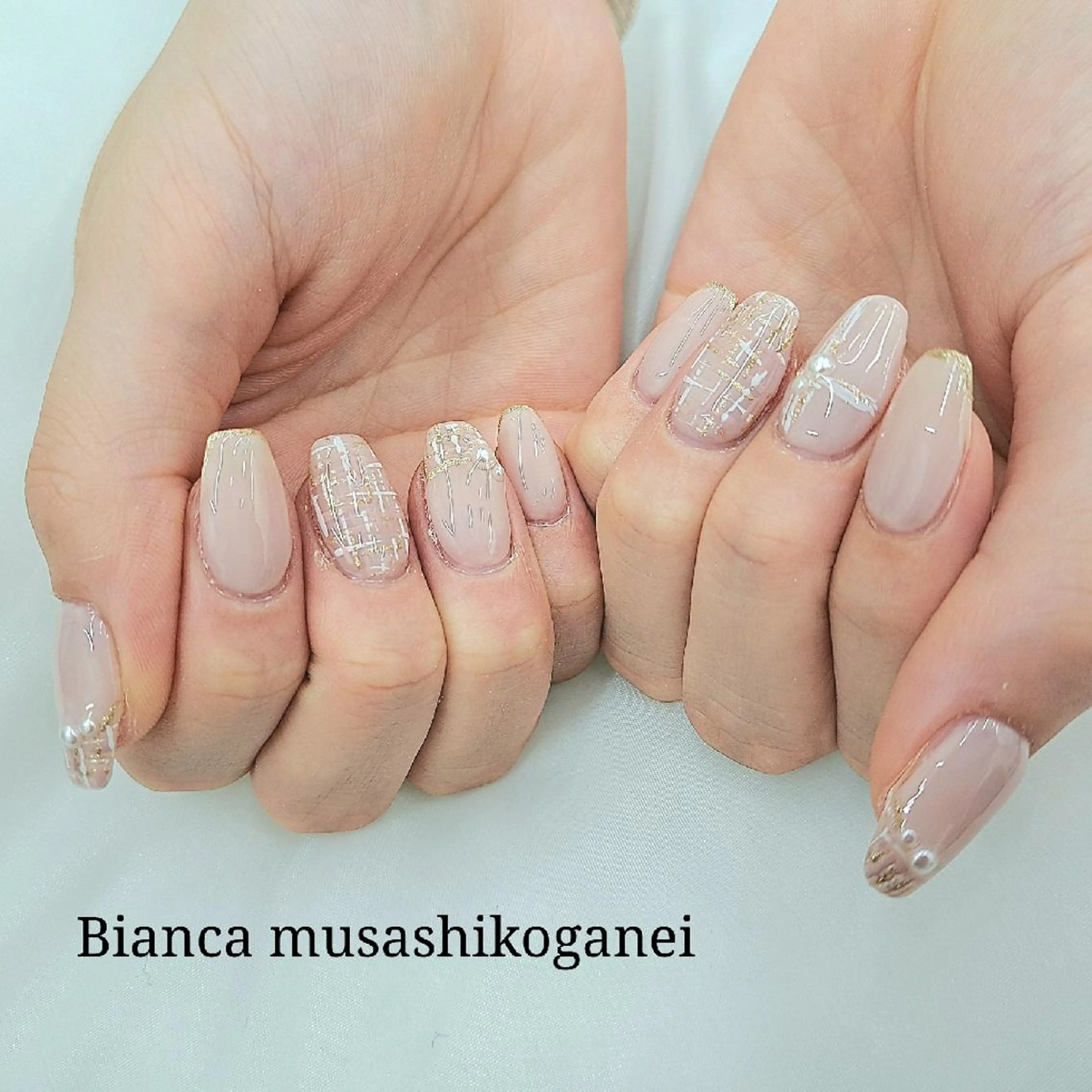ネイル 春ネイル ツイードネイル ハンドネイル Bianca八王子 まえさだのネイルデザイン