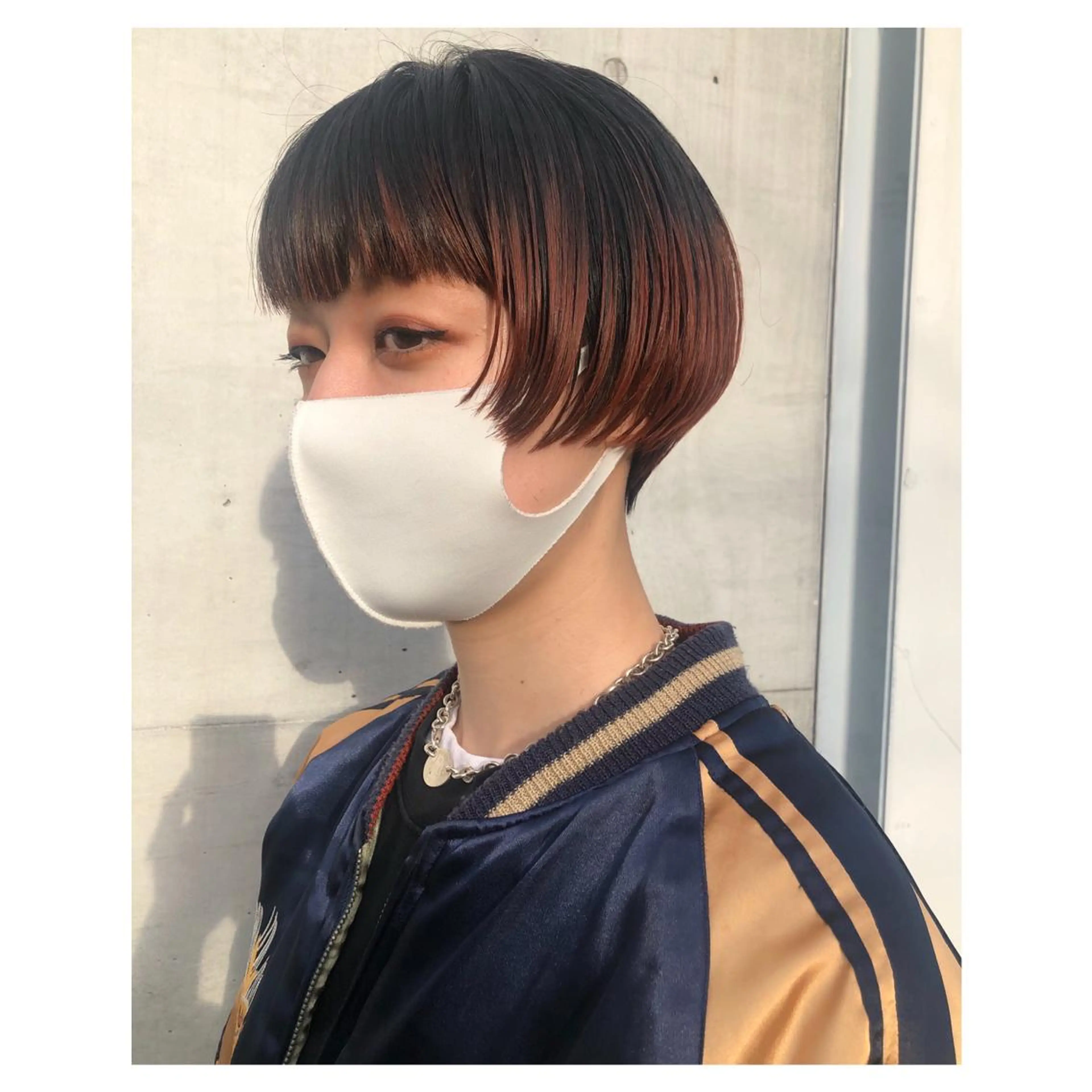 ショート カラー ボブ 小顔カット ミヤギ リュウキのヘアスタイル