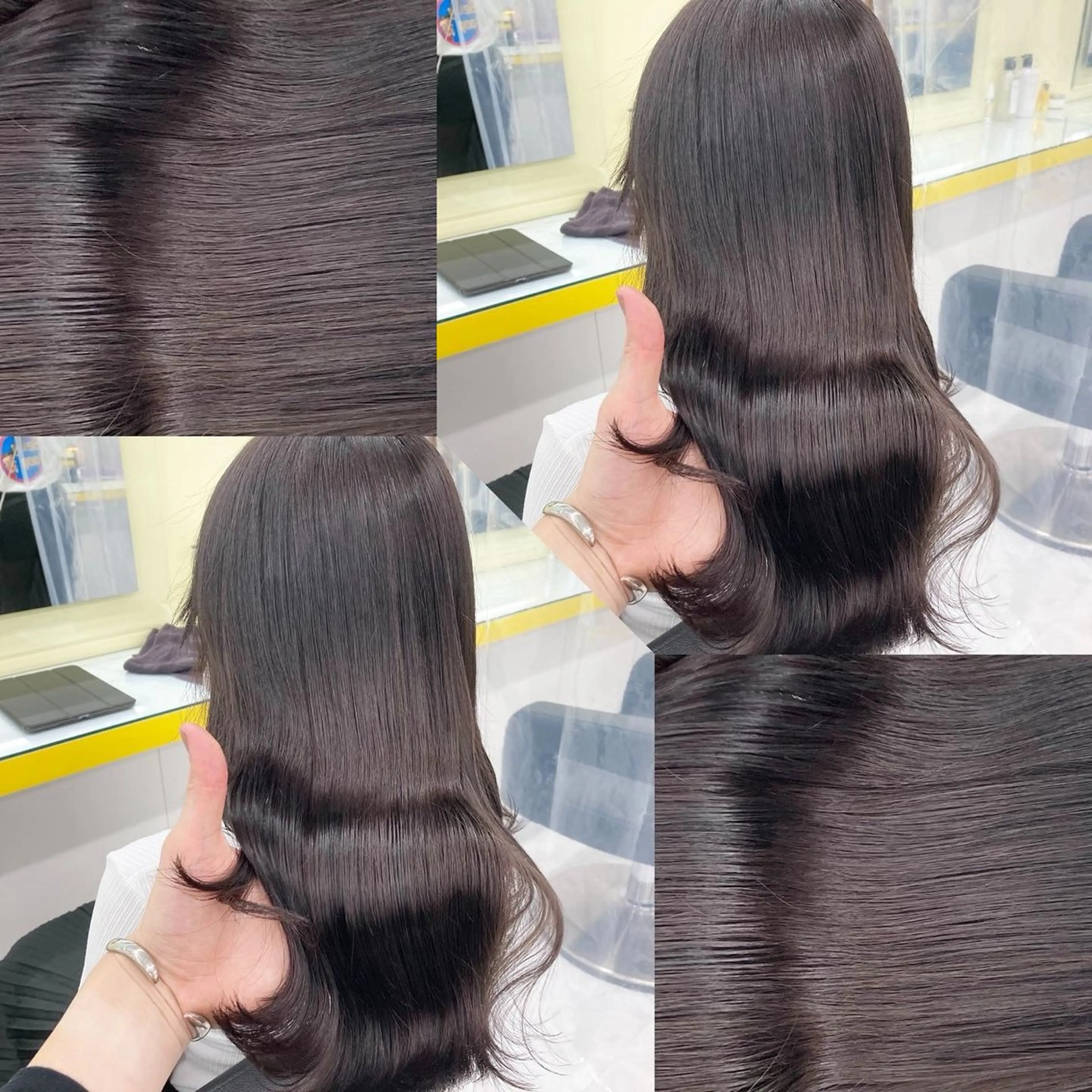 セミロング カラー カット ヘアカラー ヘアセット 韓国風ベージュ🤎 赤みなし🌿横浜🤎のヘアスタイル